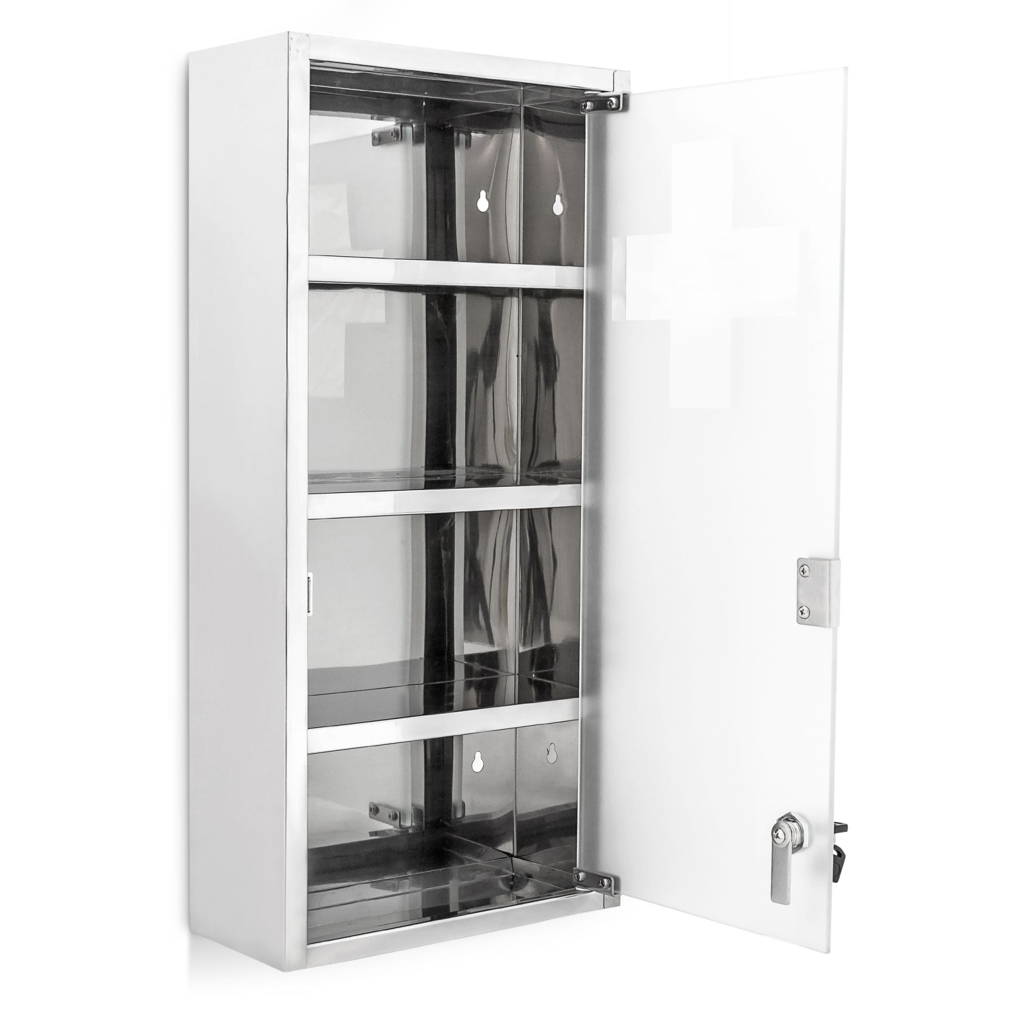 Medizinschrank abschliessbar Edelstahl Silber-Transparent von Relaxdays