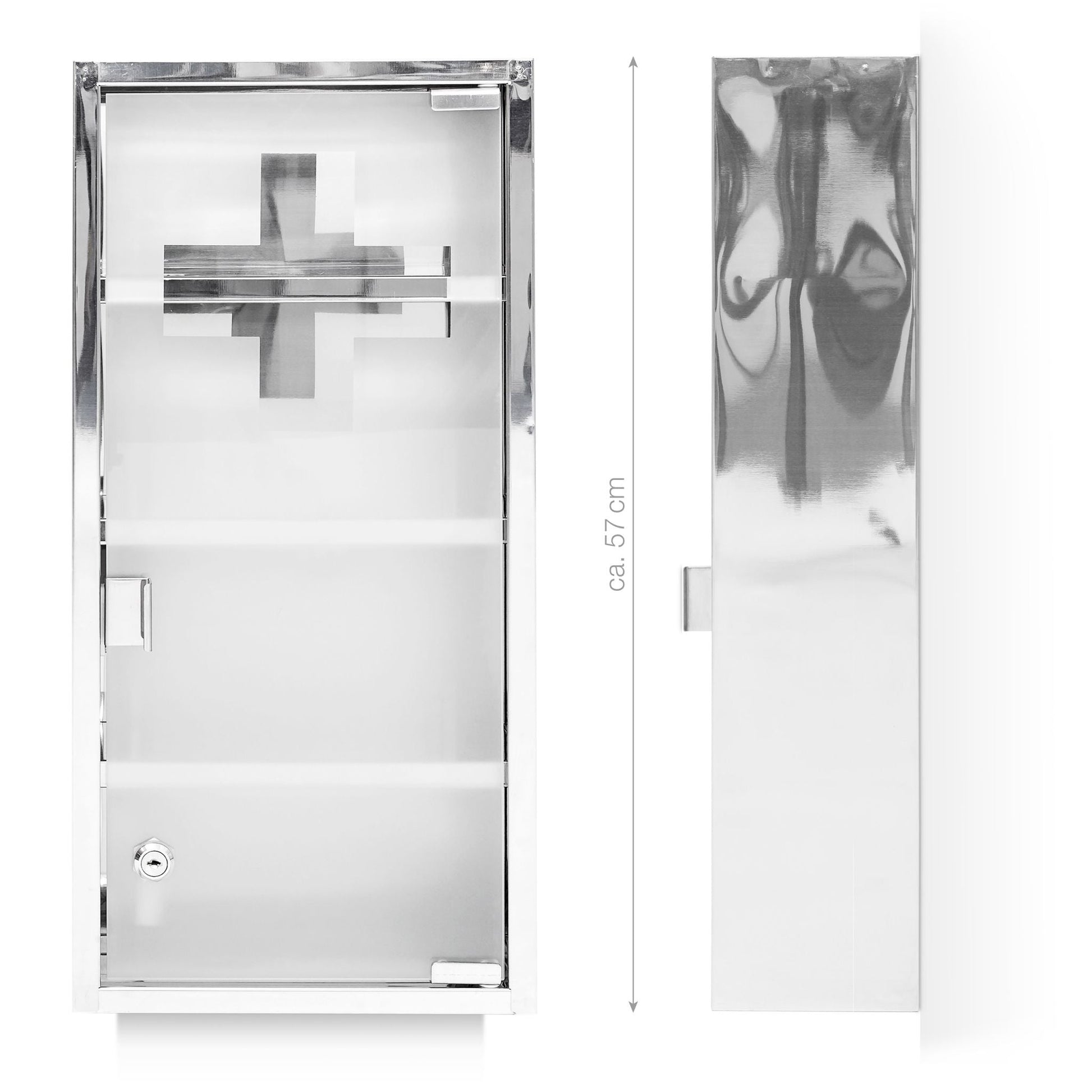 Medizinschrank abschliessbar Edelstahl Silber-Transparent von Relaxdays