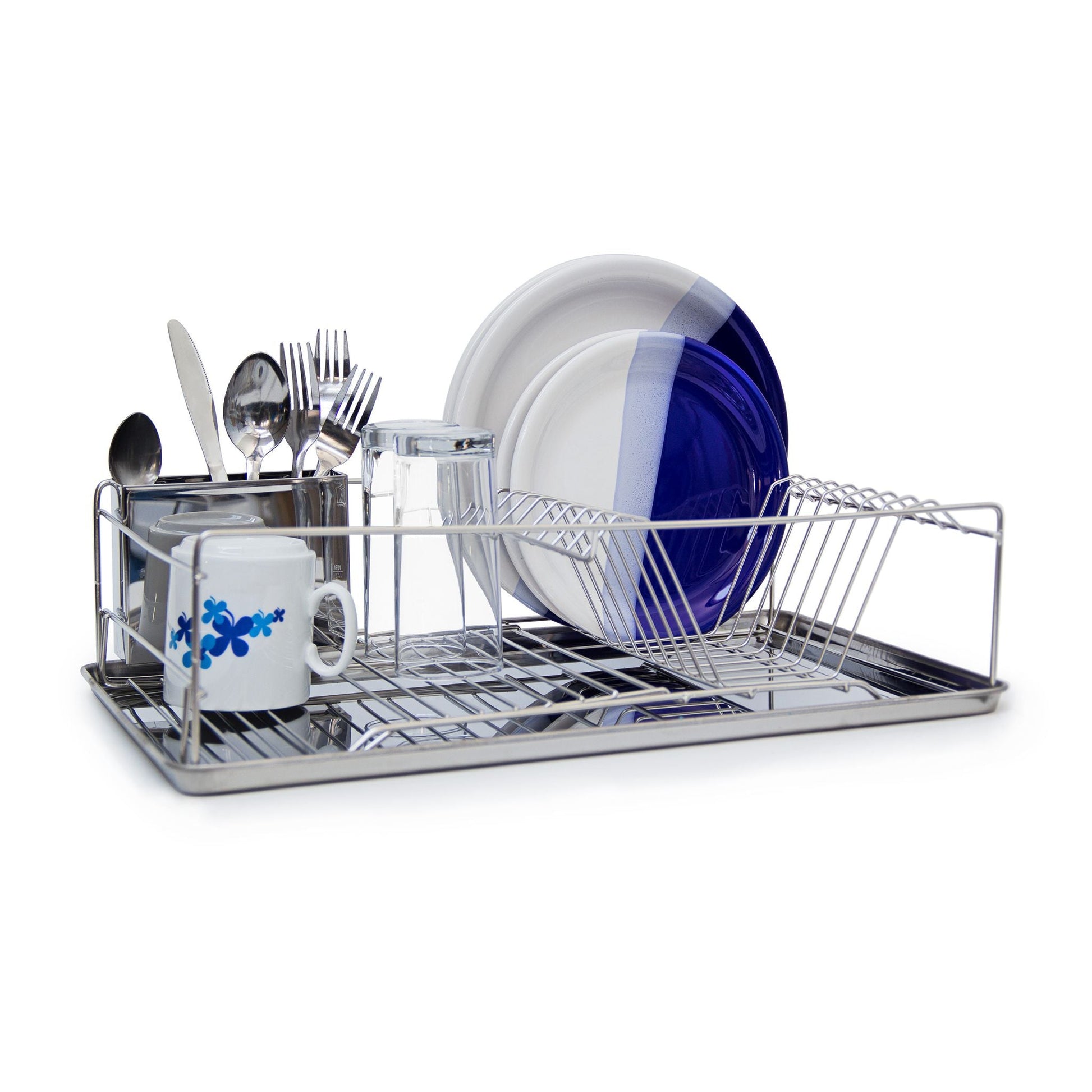 Abtropfgestell mit Besteckkorb XL Silber von Relaxdays