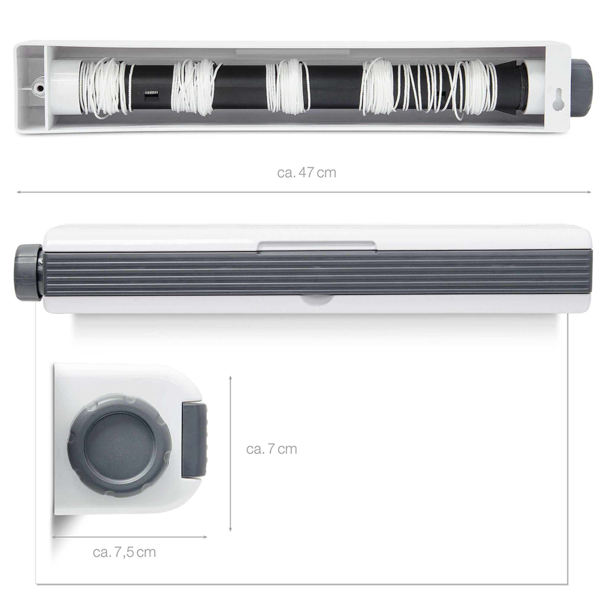 Wandtrockner Aufroll-Automatik weiss-grau Anthrazit-Weiss von Relaxdays
