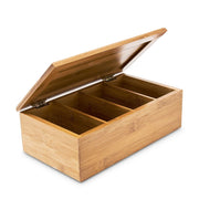 Teebox Bambus lackiert 4 Fächer Hellbraun von Relaxdays