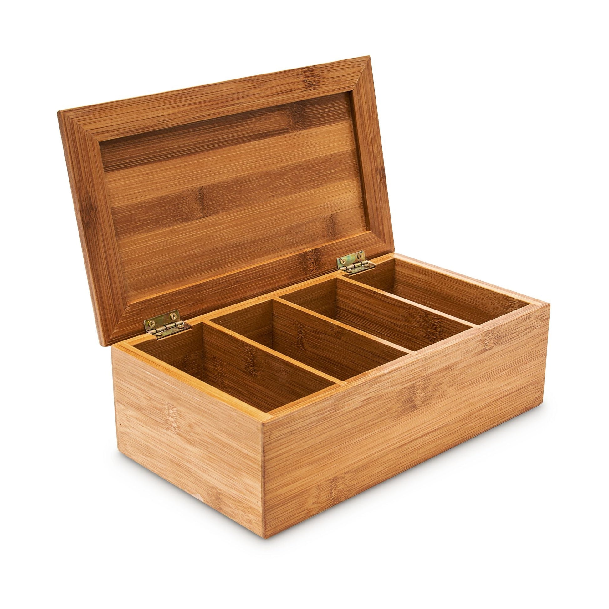 Teebox Bambus lackiert 4 Fächer Hellbraun von Relaxdays