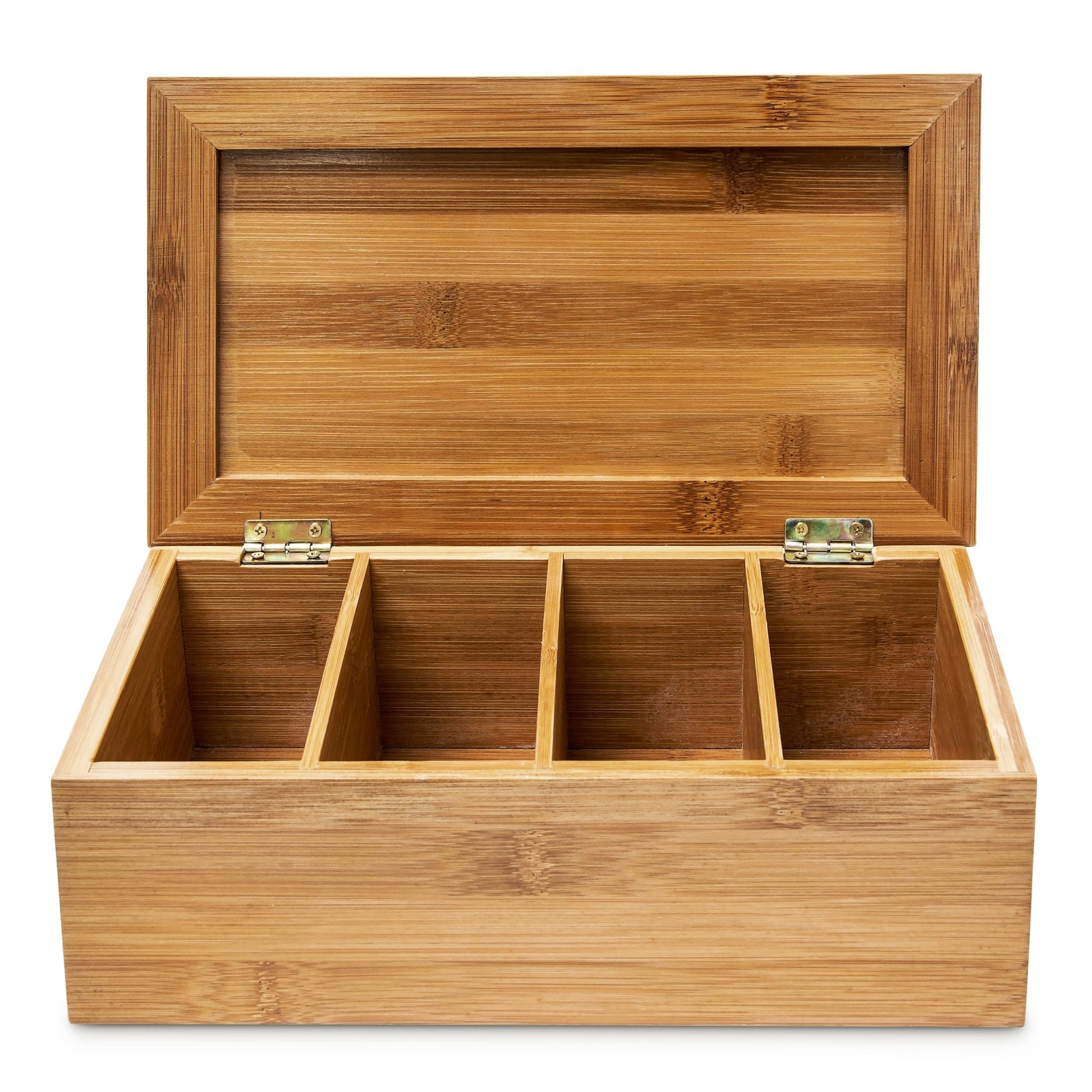 Teebox Bambus lackiert 4 Fächer Hellbraun von Relaxdays