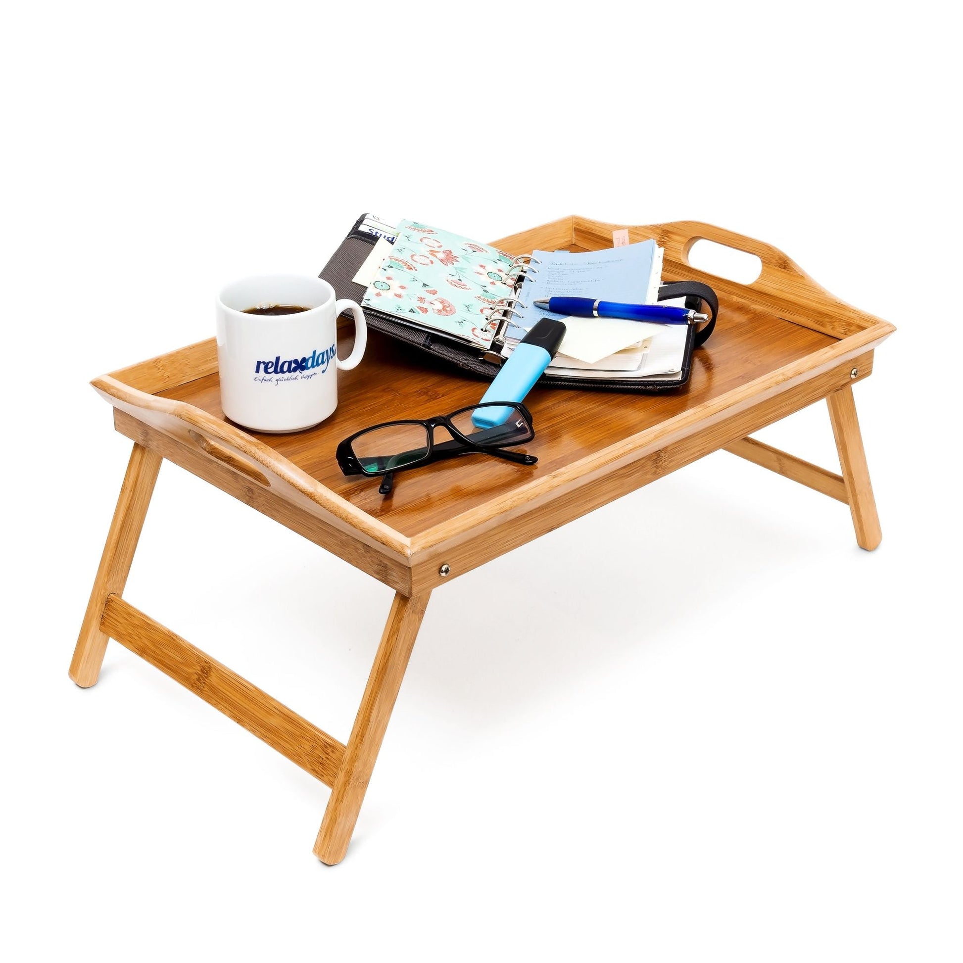 Betttablett Bambus lackiert klappbar Hellbraun von Relaxdays