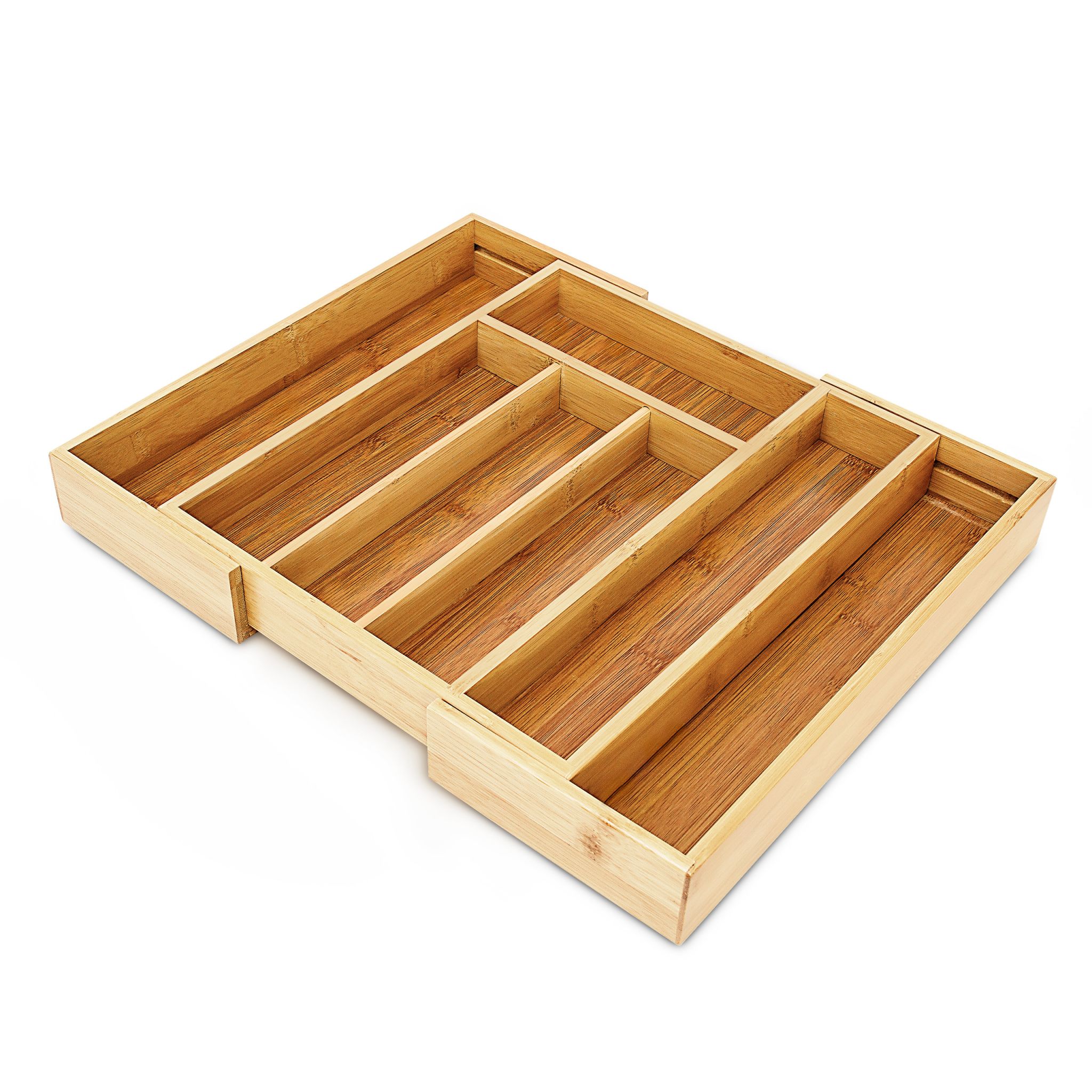 Besteckkasten Bambus ziehbar S Hellbraun von Relaxdays