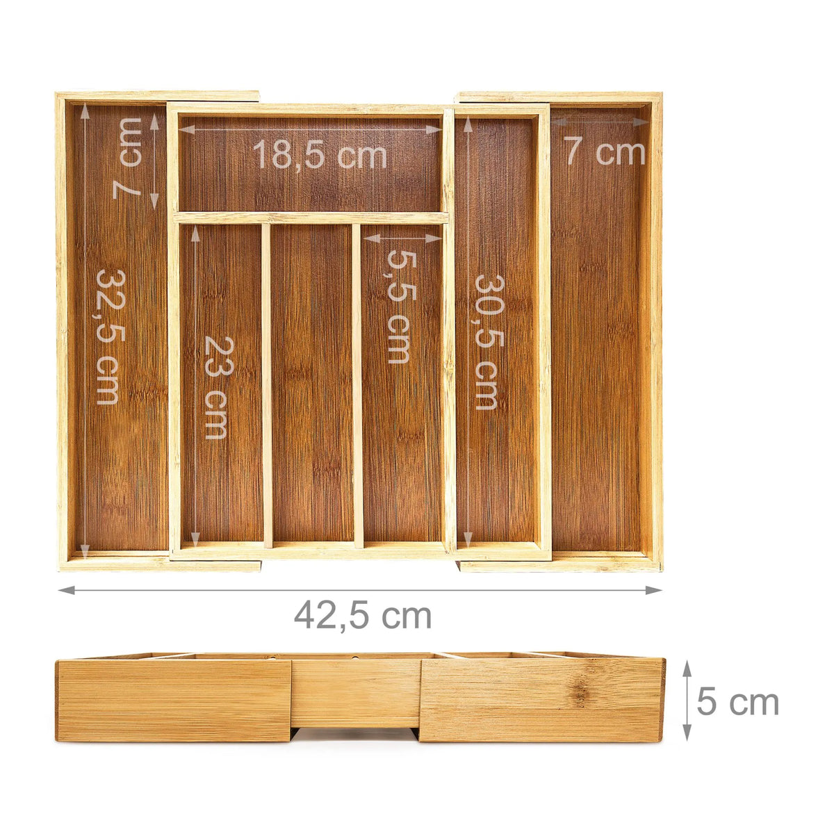 Besteckkasten Bambus ziehbar S Hellbraun von Relaxdays