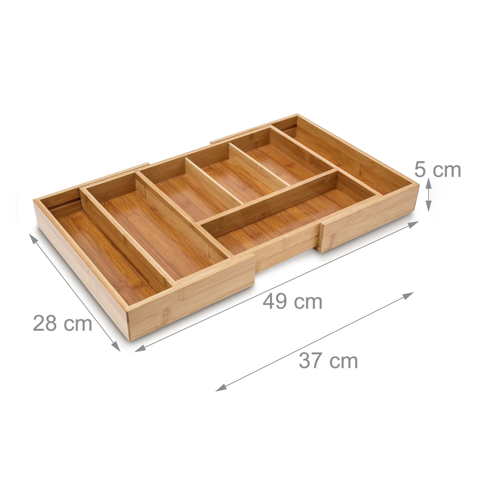 Besteckkasten Bambus verstellbar XL Hellbraun von Relaxdays