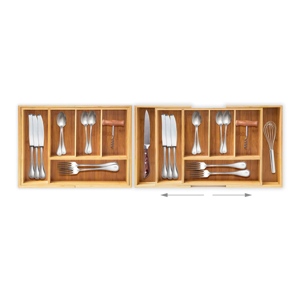 Besteckkasten Bambus verstellbar XL Hellbraun von Relaxdays