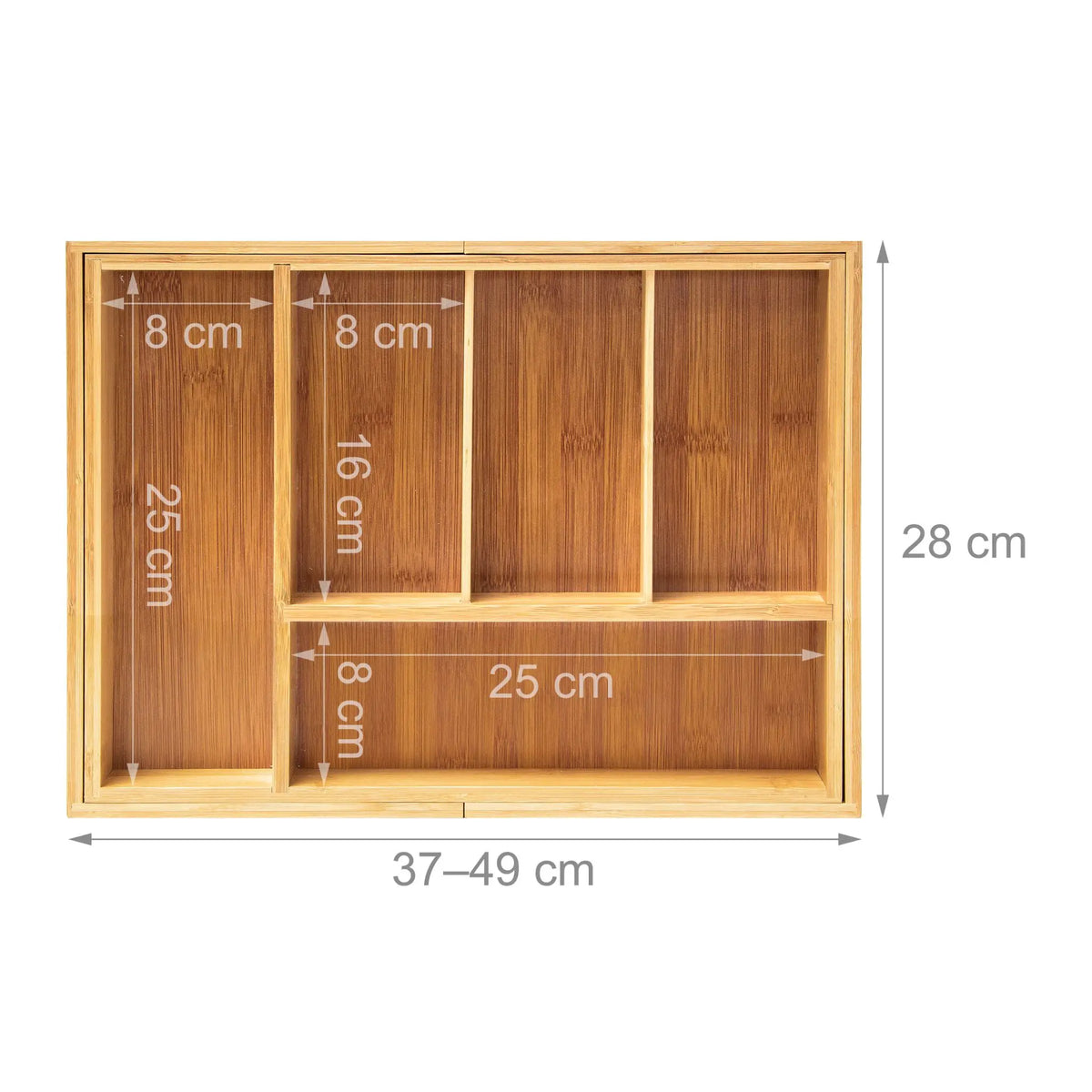 Besteckkasten Bambus verstellbar XL Hellbraun von Relaxdays