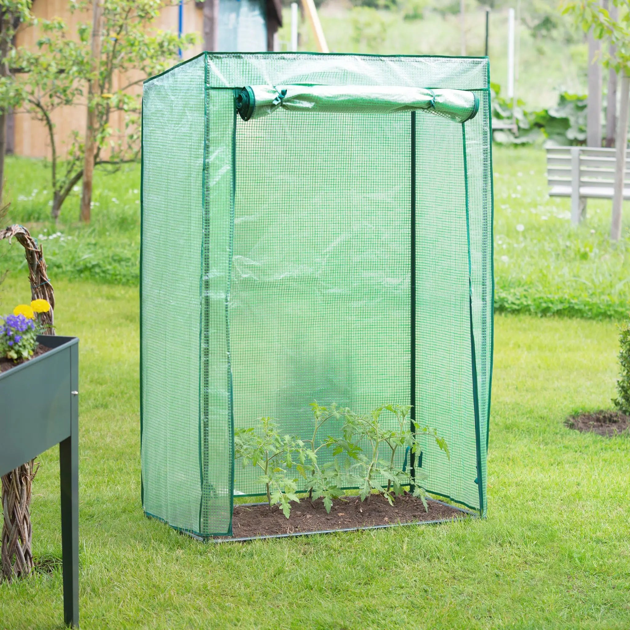 Tomatengewächshaus für Garten und Balkon Dunkelgrün-Grün von Relaxdays