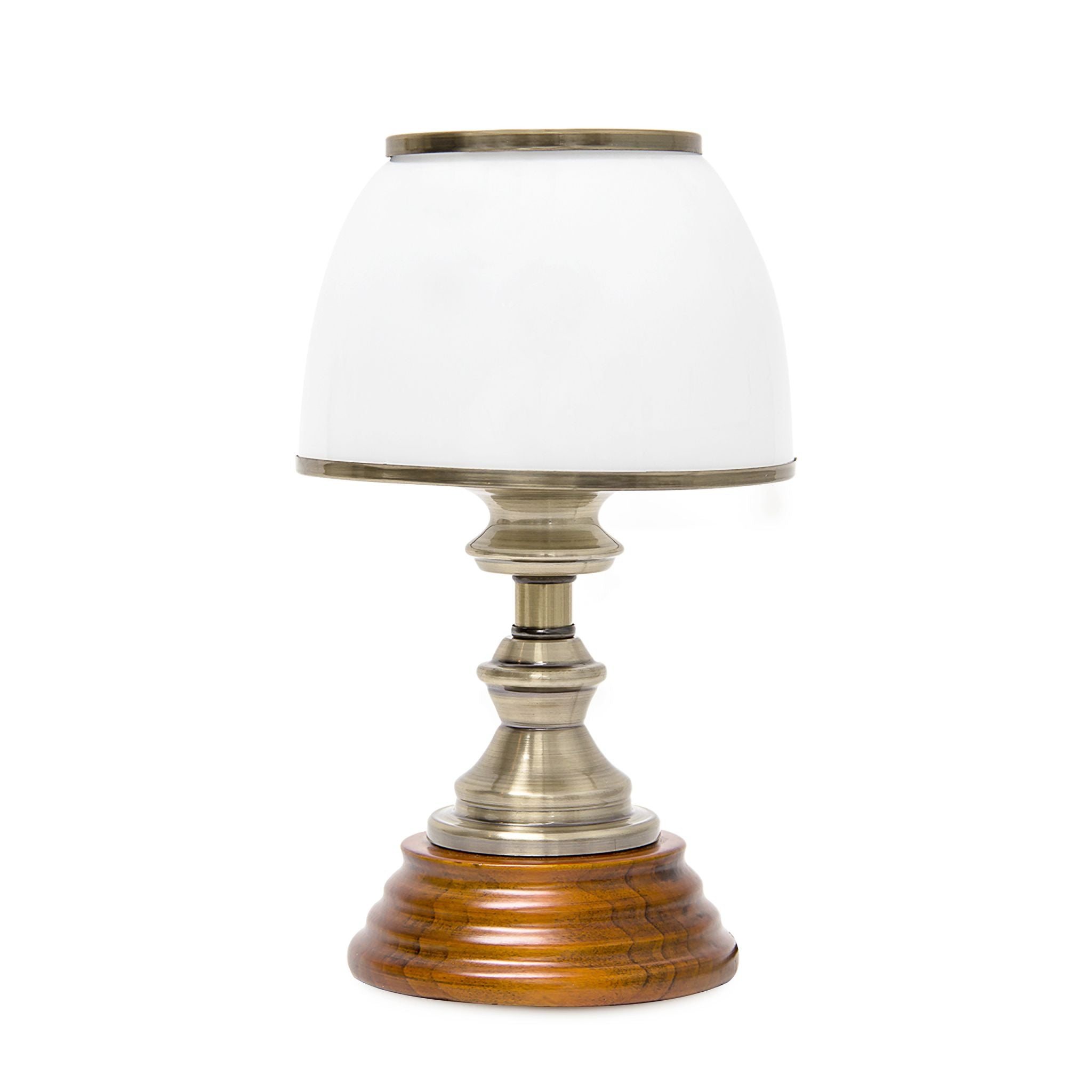 Tischlampe Glasschirm klassisch Weiss-Braun-Gold von Relaxdays