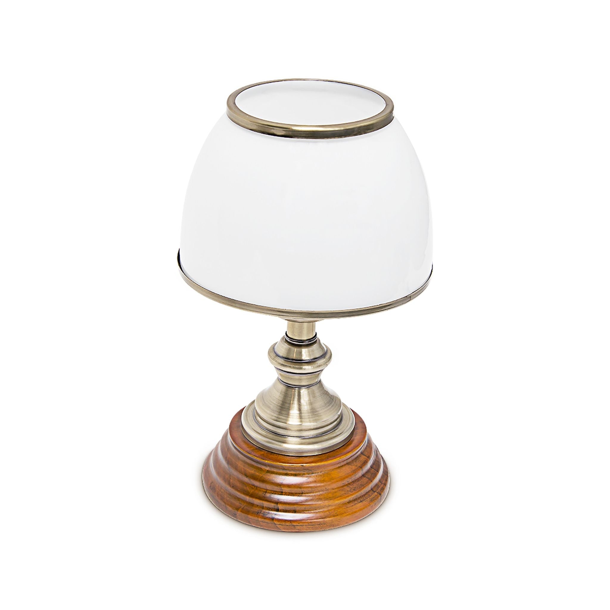Tischlampe Glasschirm klassisch Weiss-Braun-Gold von Relaxdays
