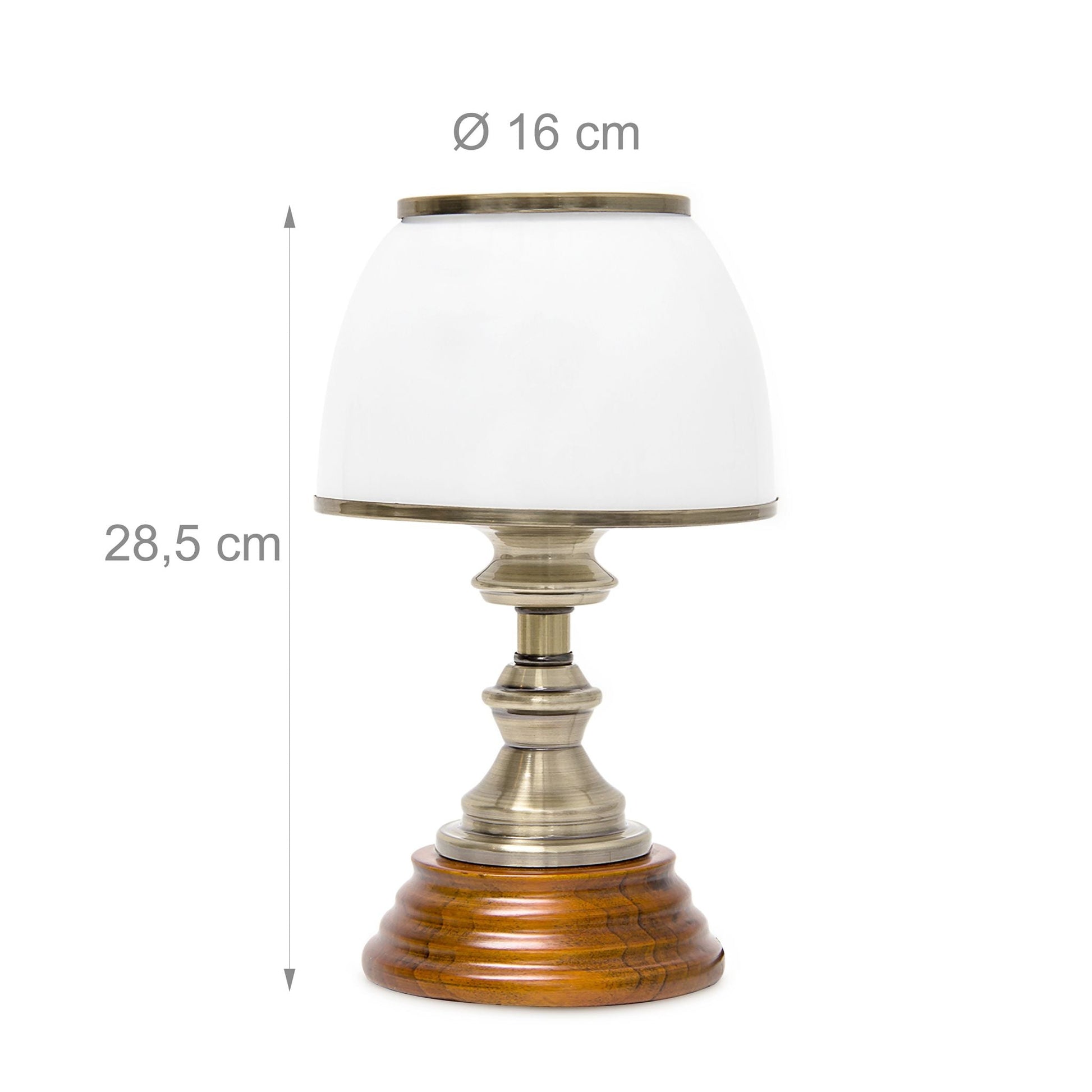 Tischlampe Glasschirm klassisch Weiss-Braun-Gold von Relaxdays