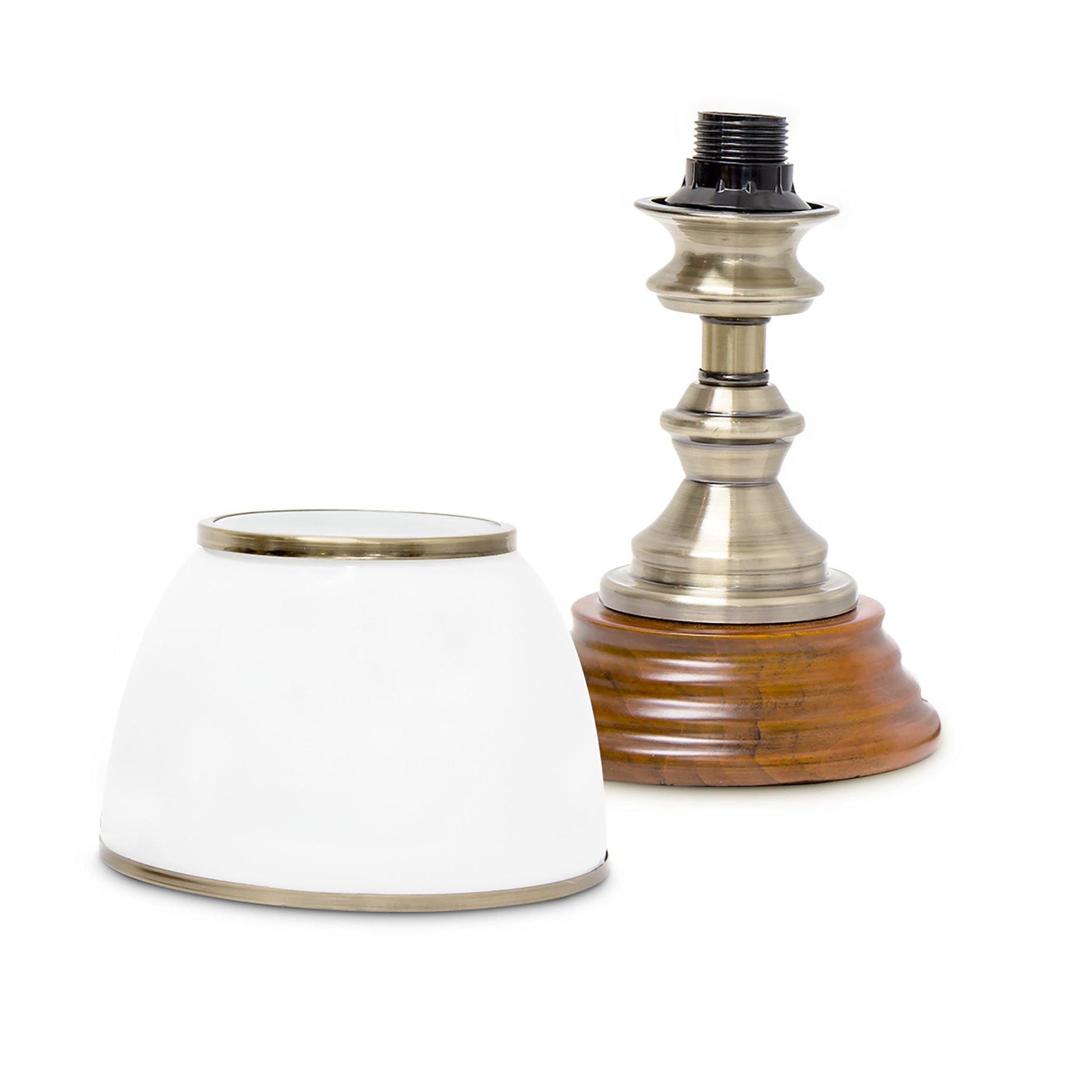 Tischlampe Glasschirm klassisch Weiss-Braun-Gold von Relaxdays