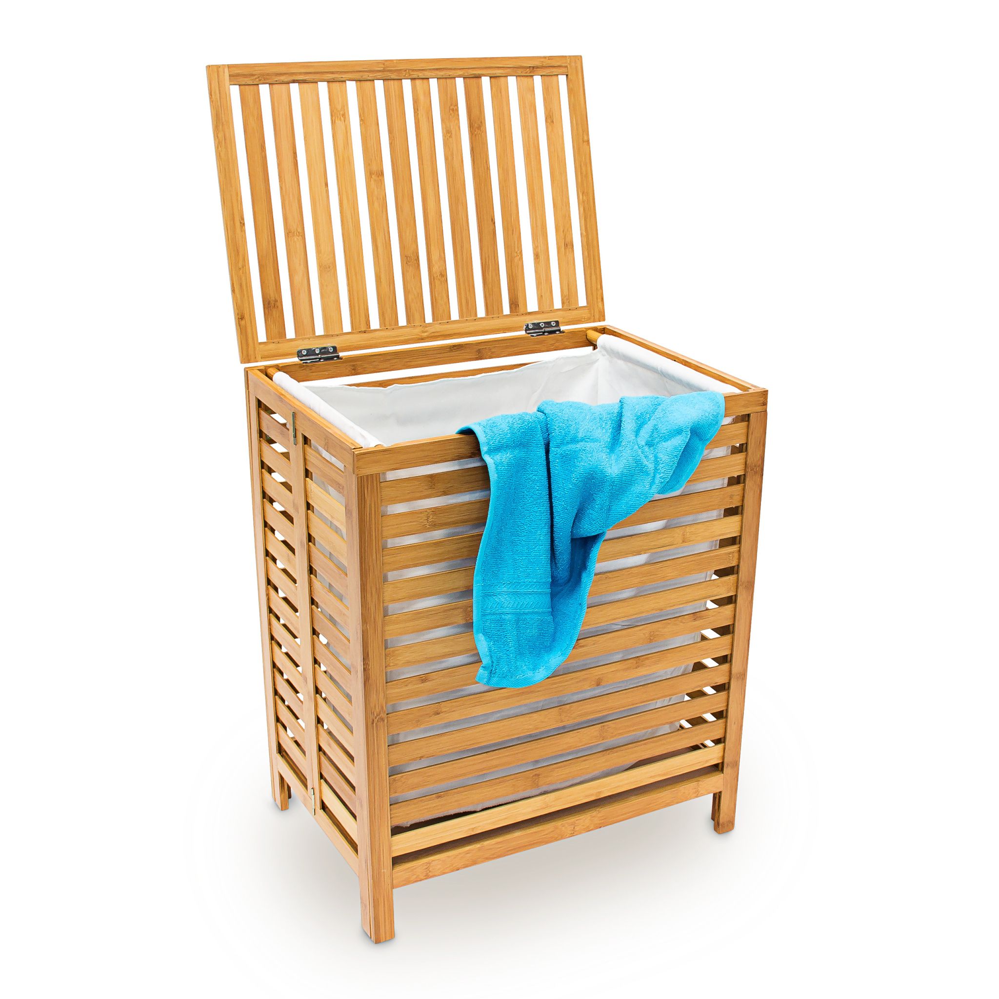 Wäschetruhe Holz Hellbraun von Relaxdays