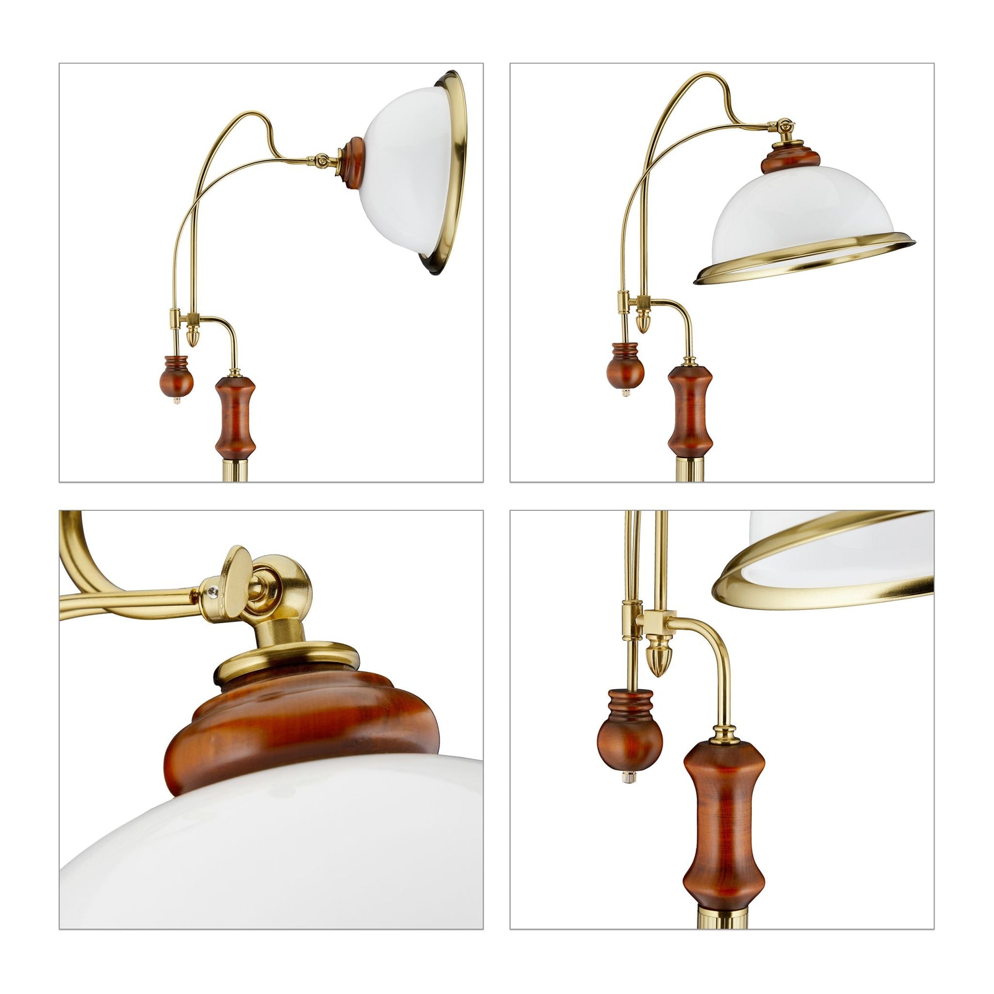 Stehlampe Jugendstil Weiss-Braun-Gold von Relaxdays