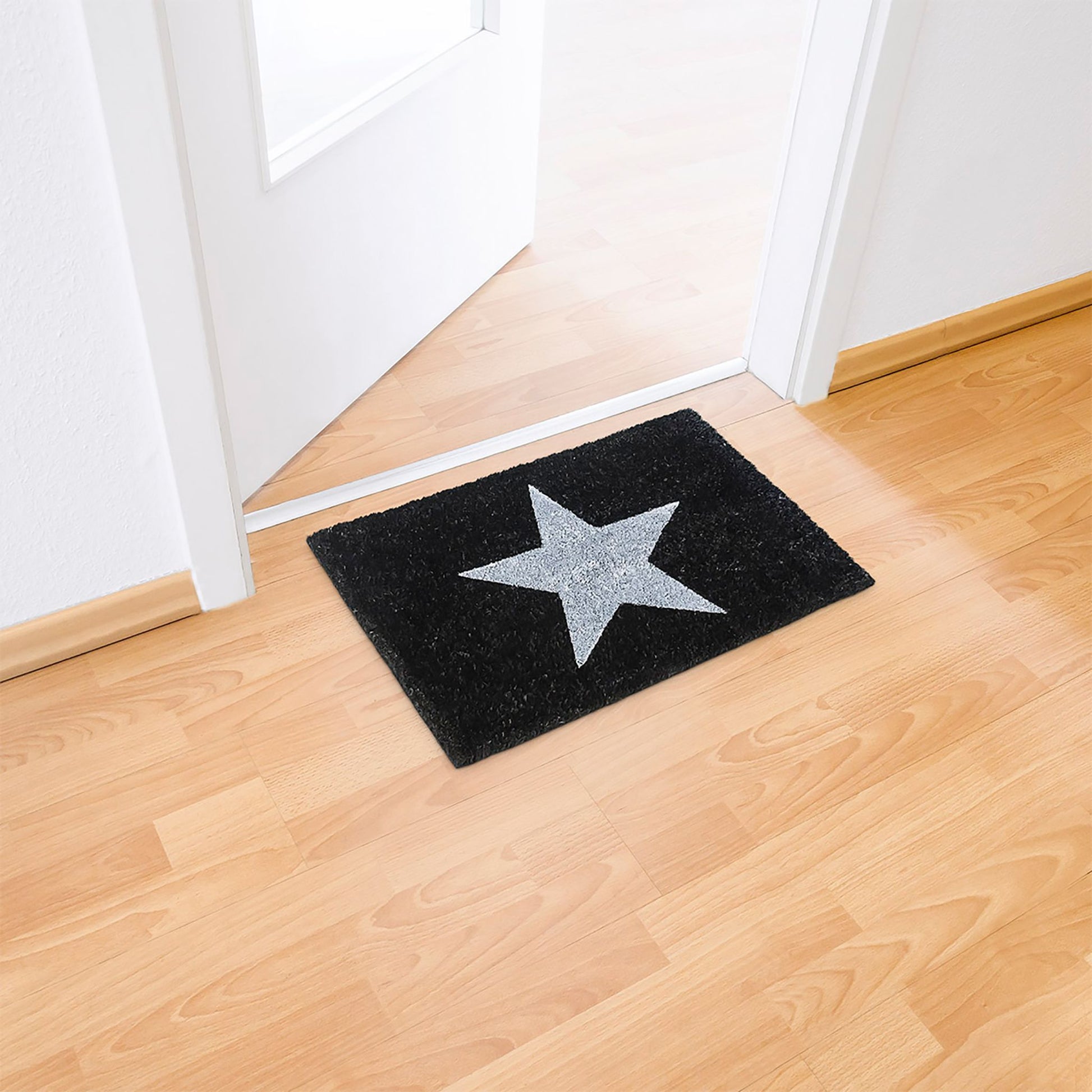 Fussmatte Kokos STERN Schwarz-Grau von Relaxdays