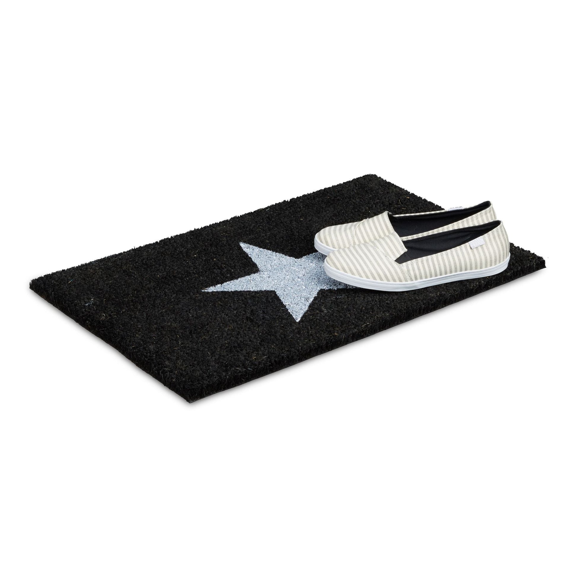 Fussmatte Kokos STERN Schwarz-Grau von Relaxdays