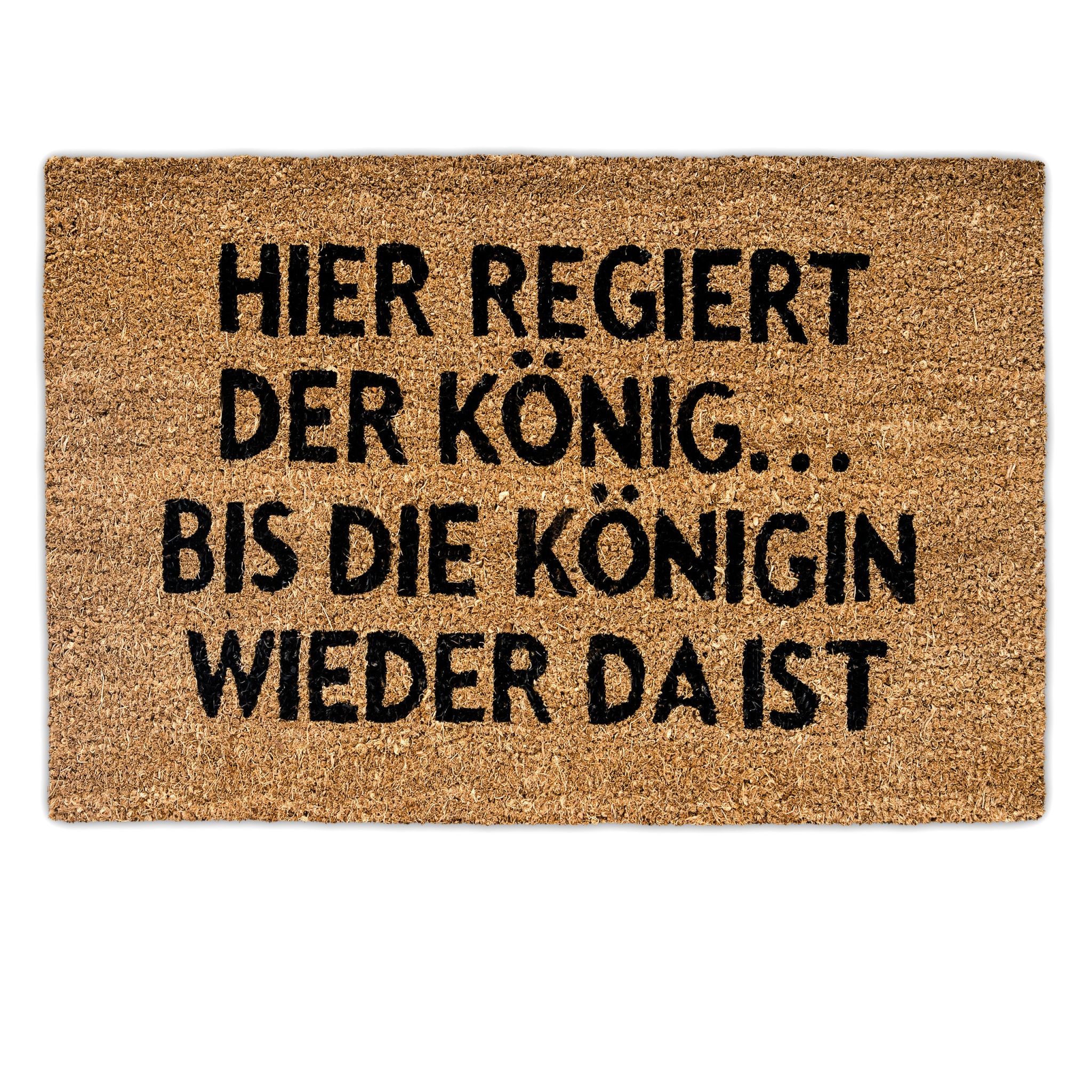 Fussmatte Kokos KÖNIGIN Hellbraun-Schwarz von Relaxdays