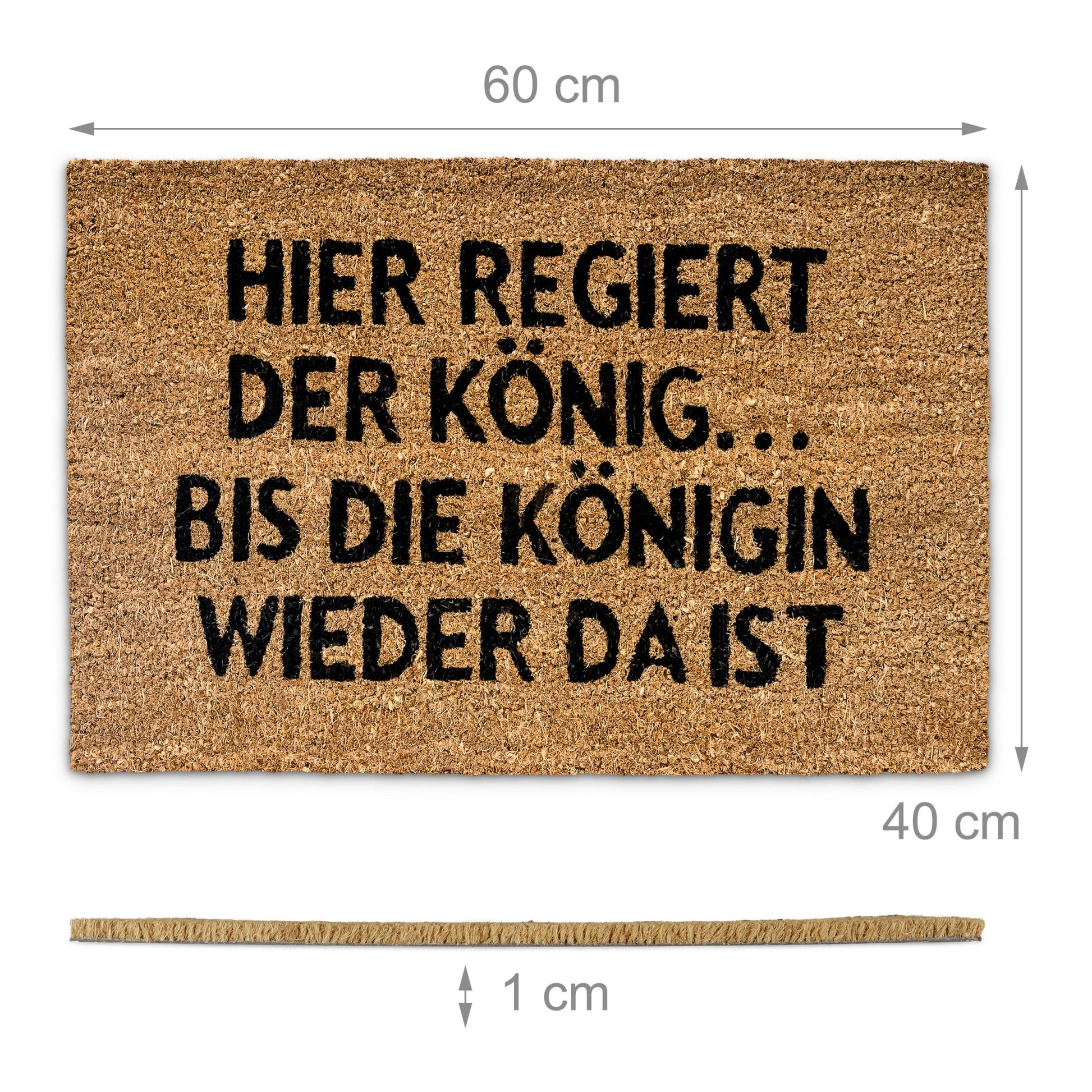 Fussmatte Kokos KÖNIGIN Hellbraun-Schwarz von Relaxdays