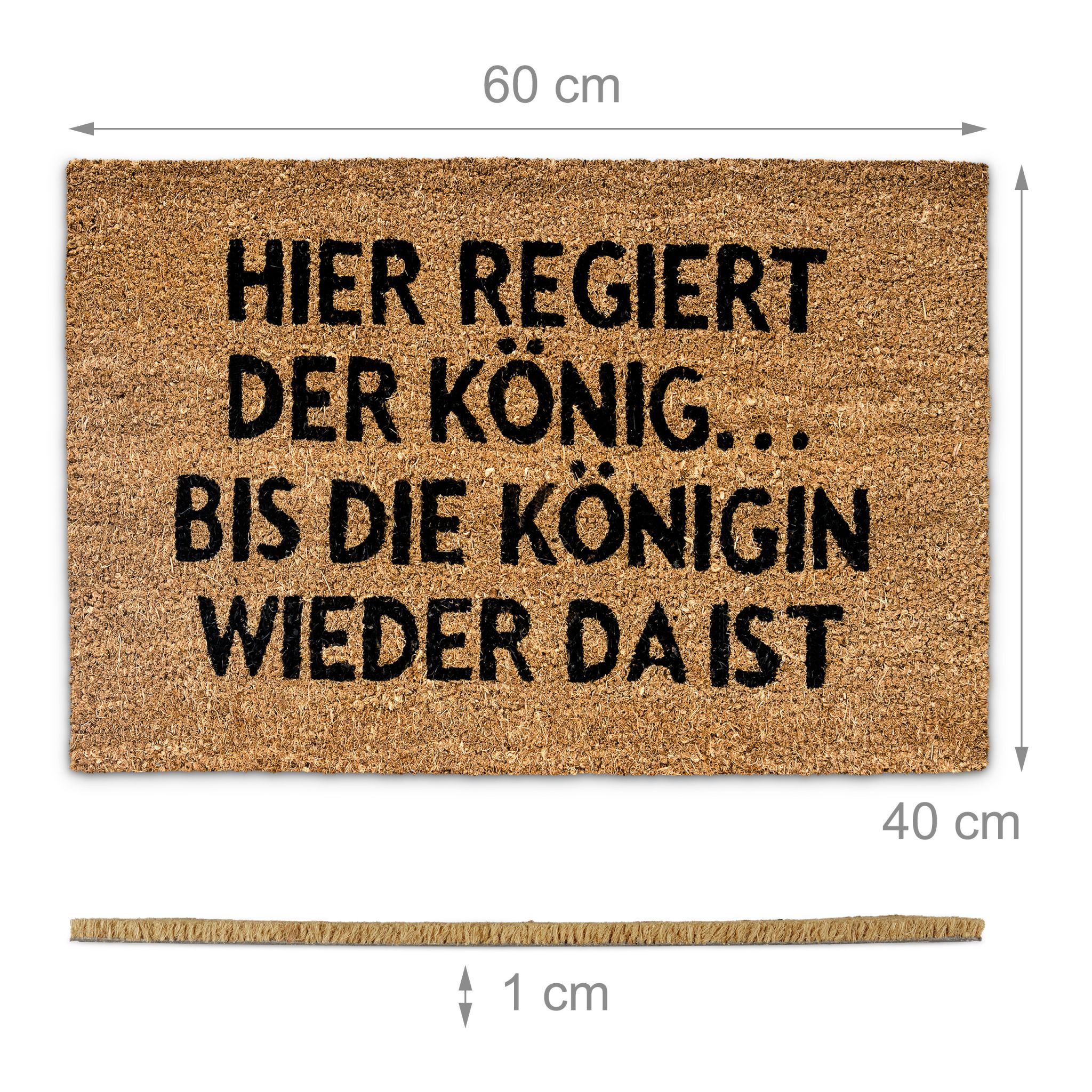 Fussmatte Kokos KÖNIGIN Hellbraun-Schwarz von Relaxdays