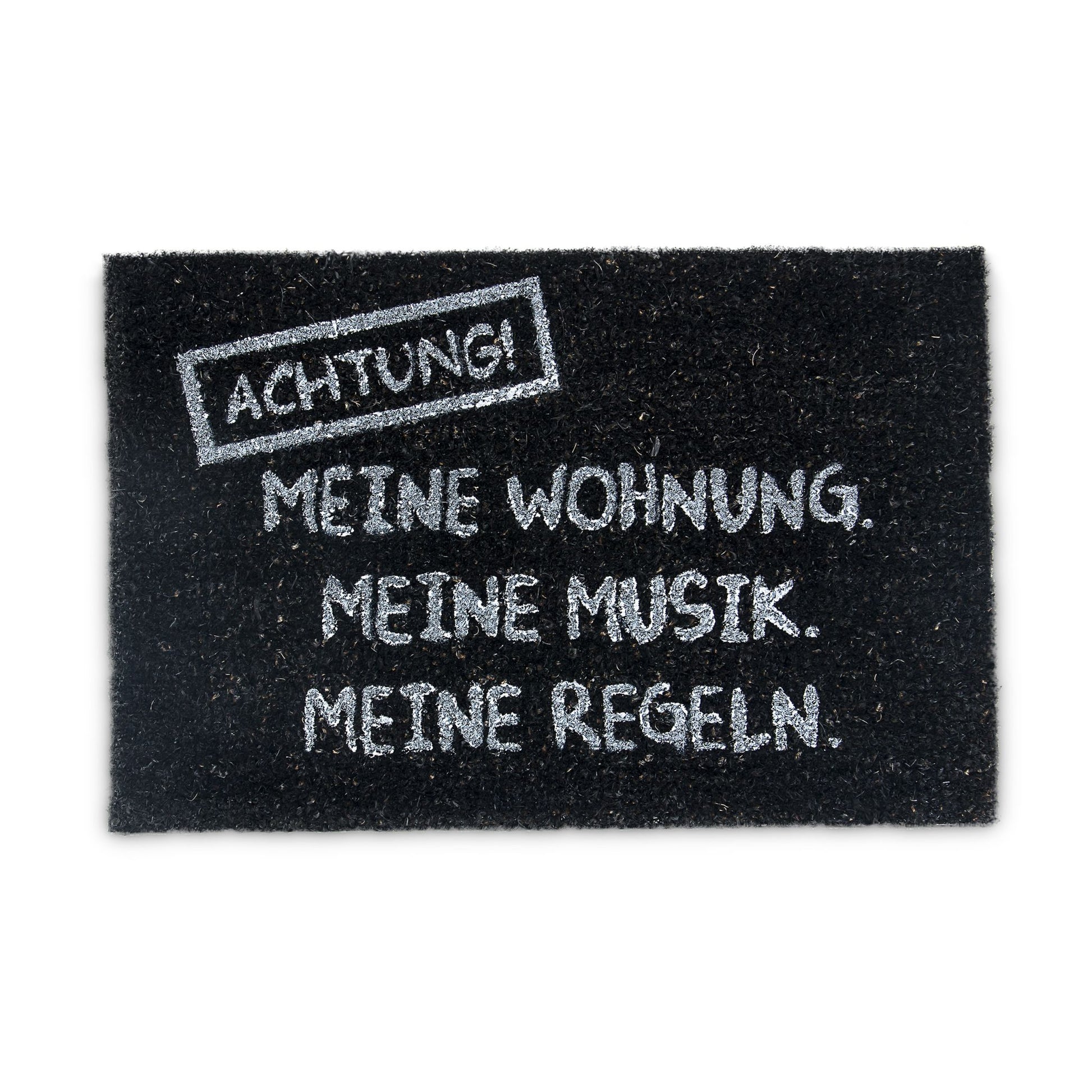 Fussmatte Kokos MEINE WOHNUNG Weiss-Schwarz von Relaxdays