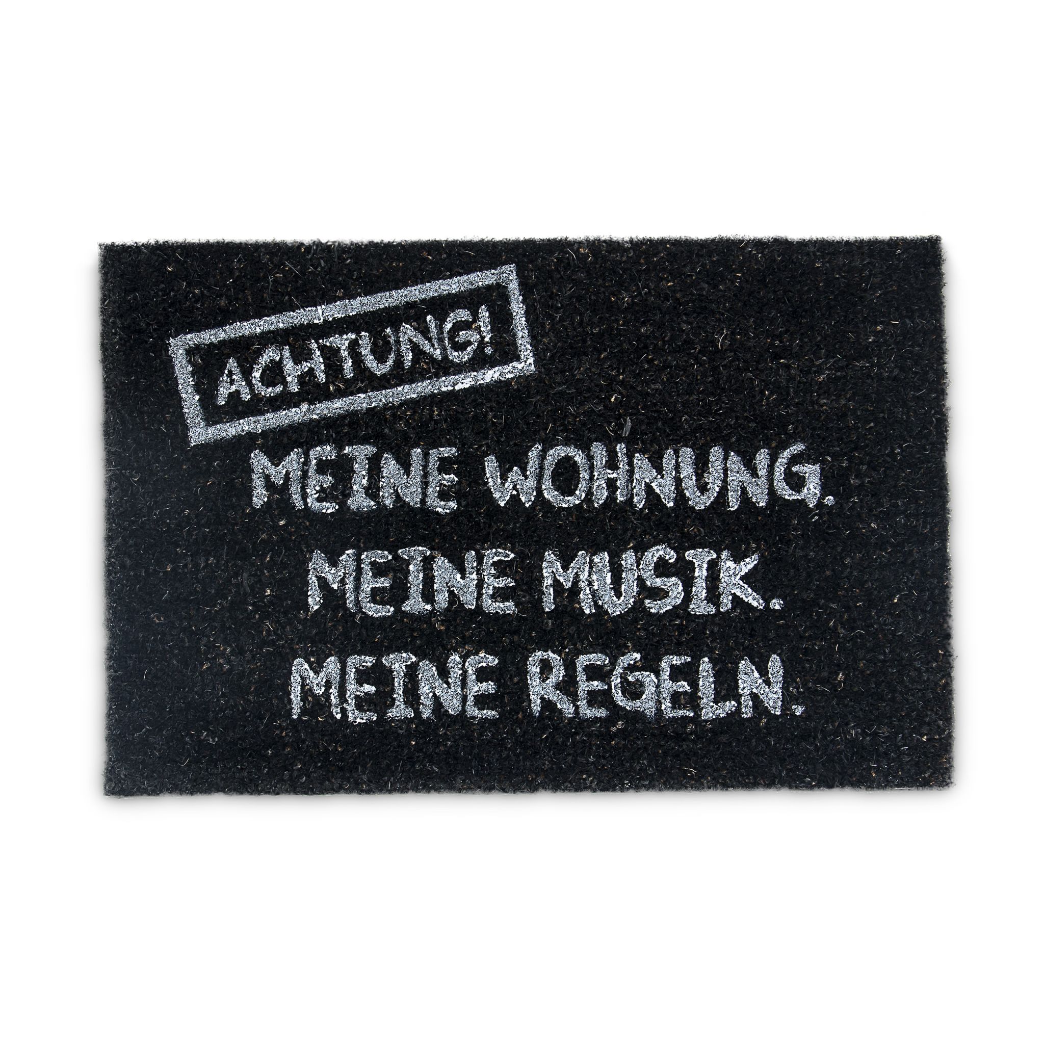 Fussmatte Kokos MEINE WOHNUNG Weiss-Schwarz von Relaxdays