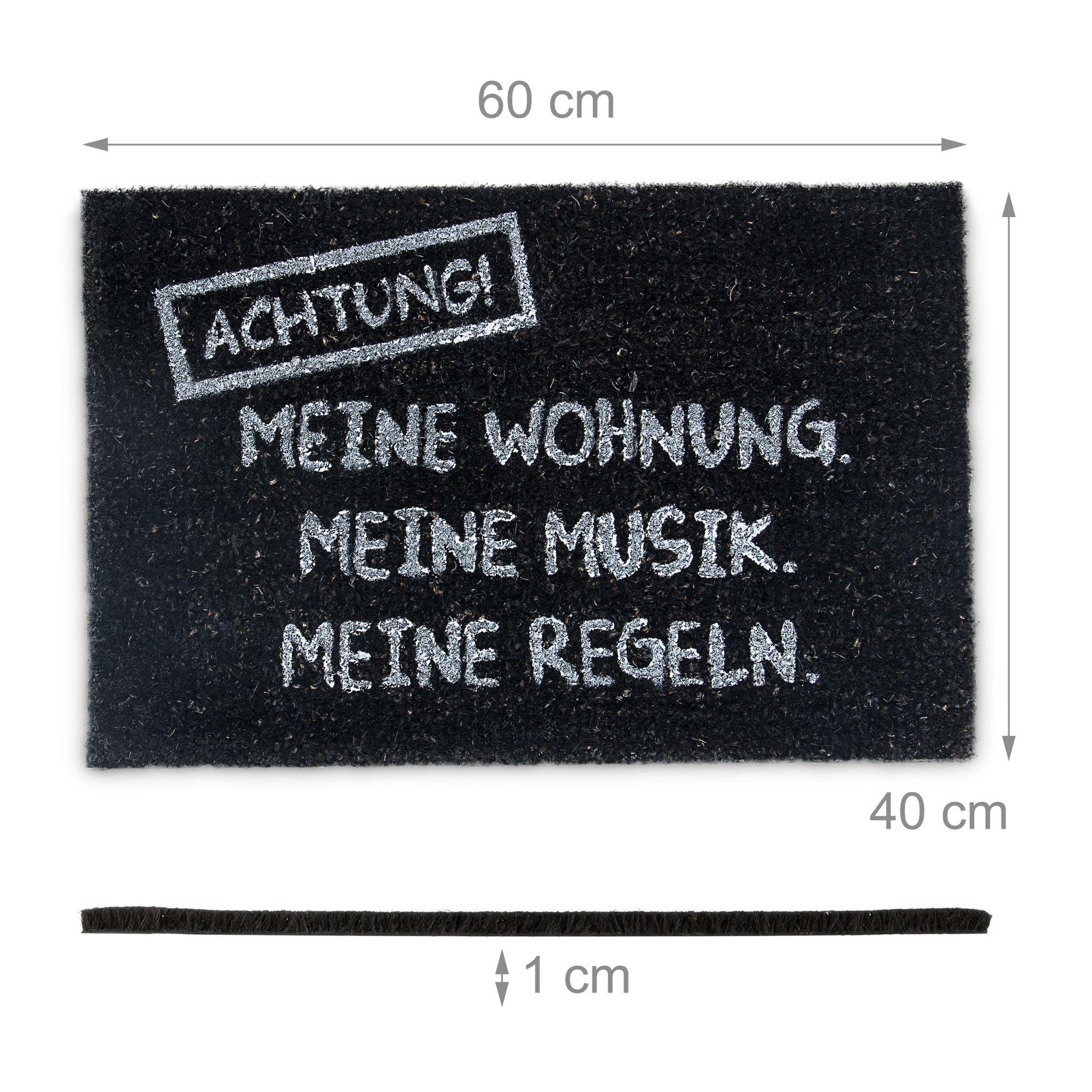 Fussmatte Kokos MEINE WOHNUNG Weiss-Schwarz von Relaxdays