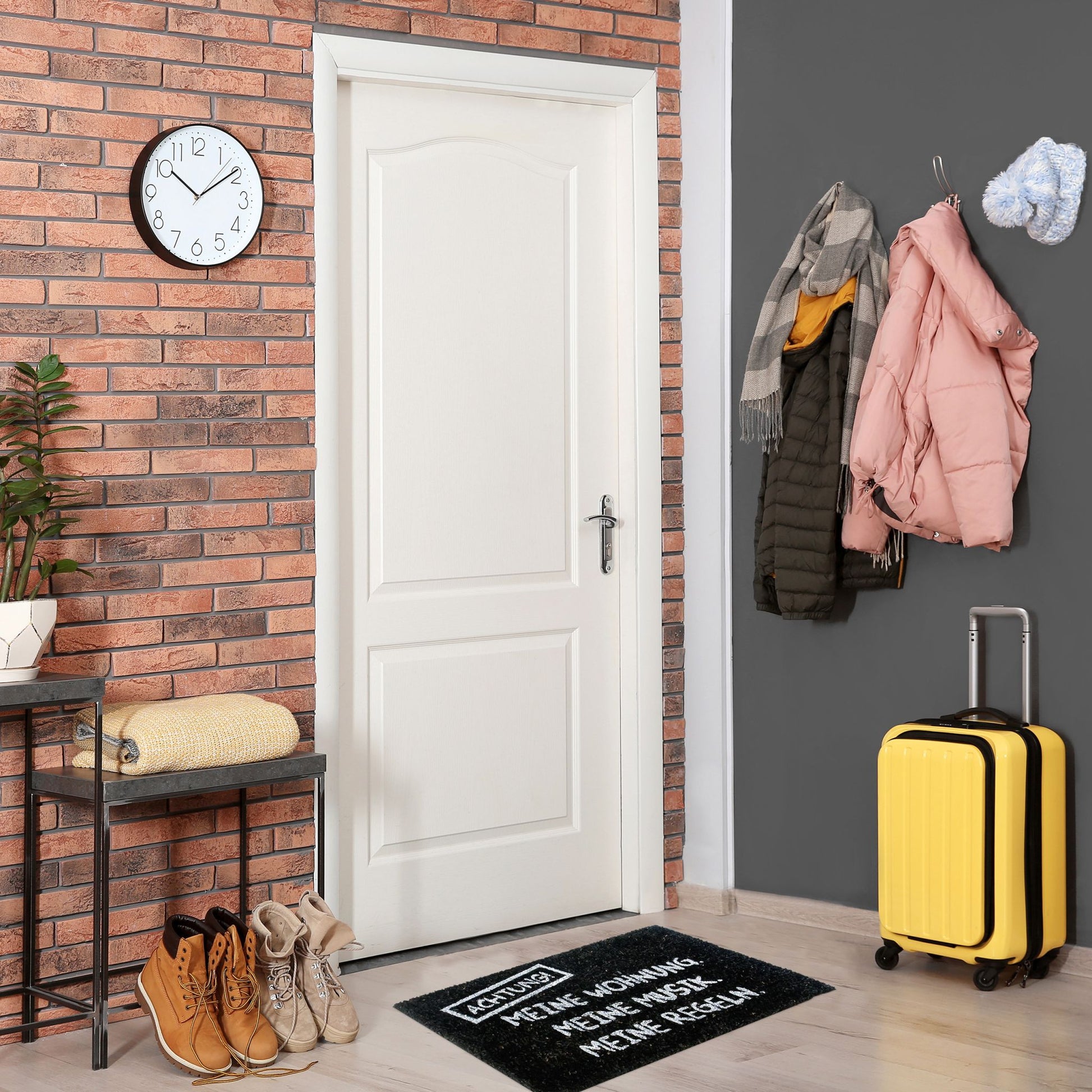 Fussmatte Kokos MEINE WOHNUNG Weiss-Schwarz von Relaxdays