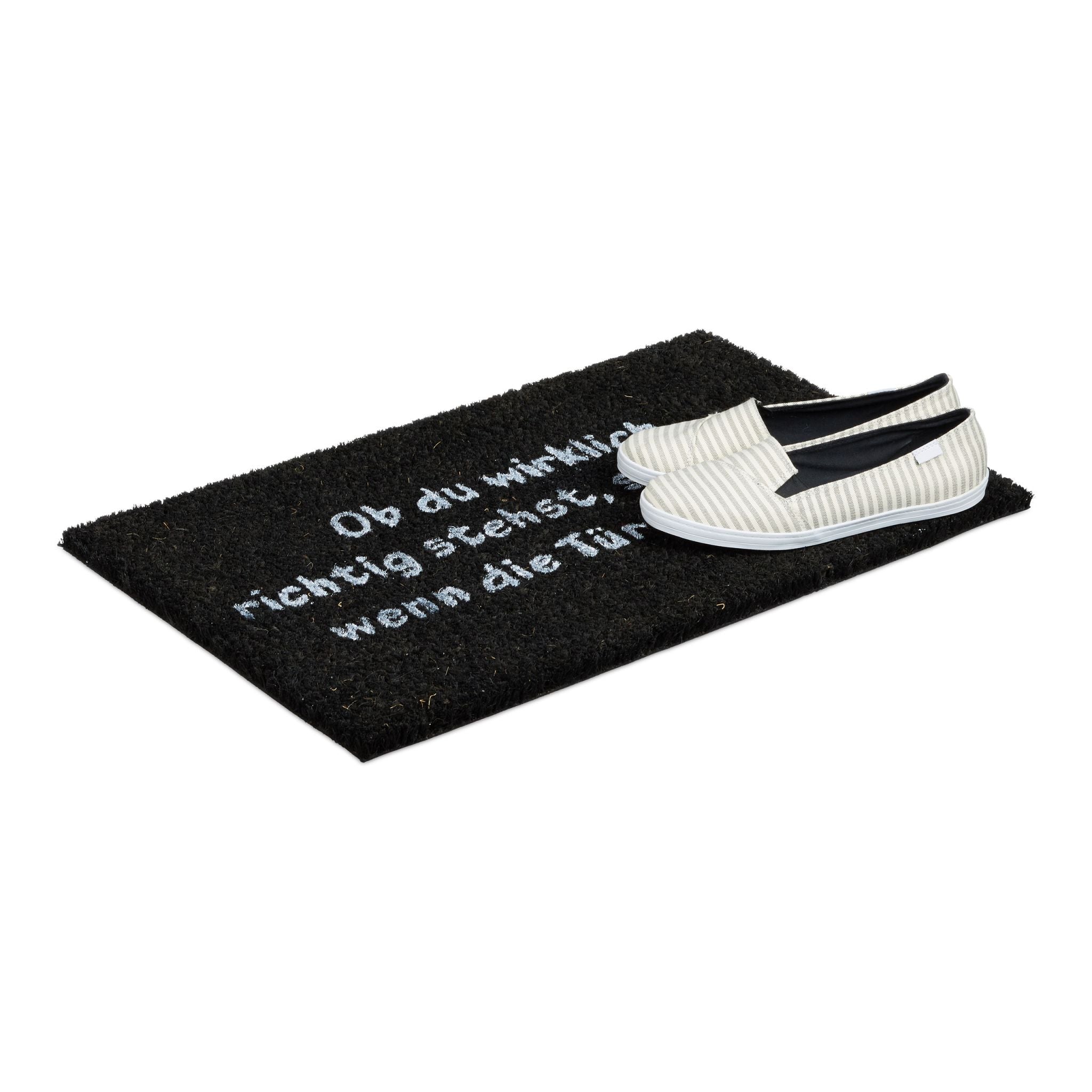 Fussmatte Kokos SPRUCH Weiss-Schwarz von Relaxdays