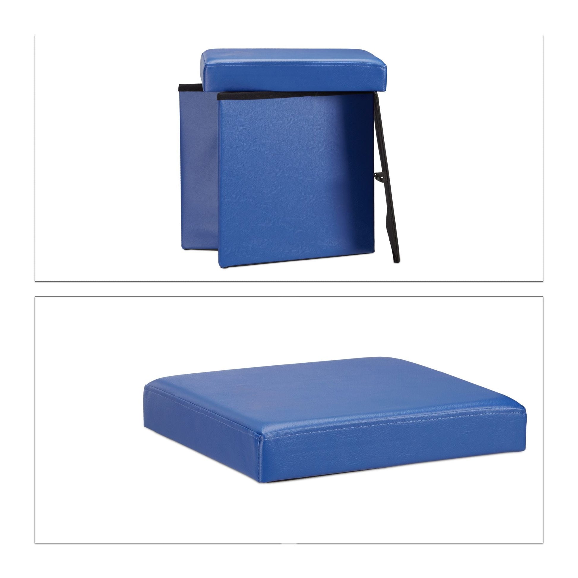 Faltbarer Sitzhocker Kunstleder Blau von Relaxdays