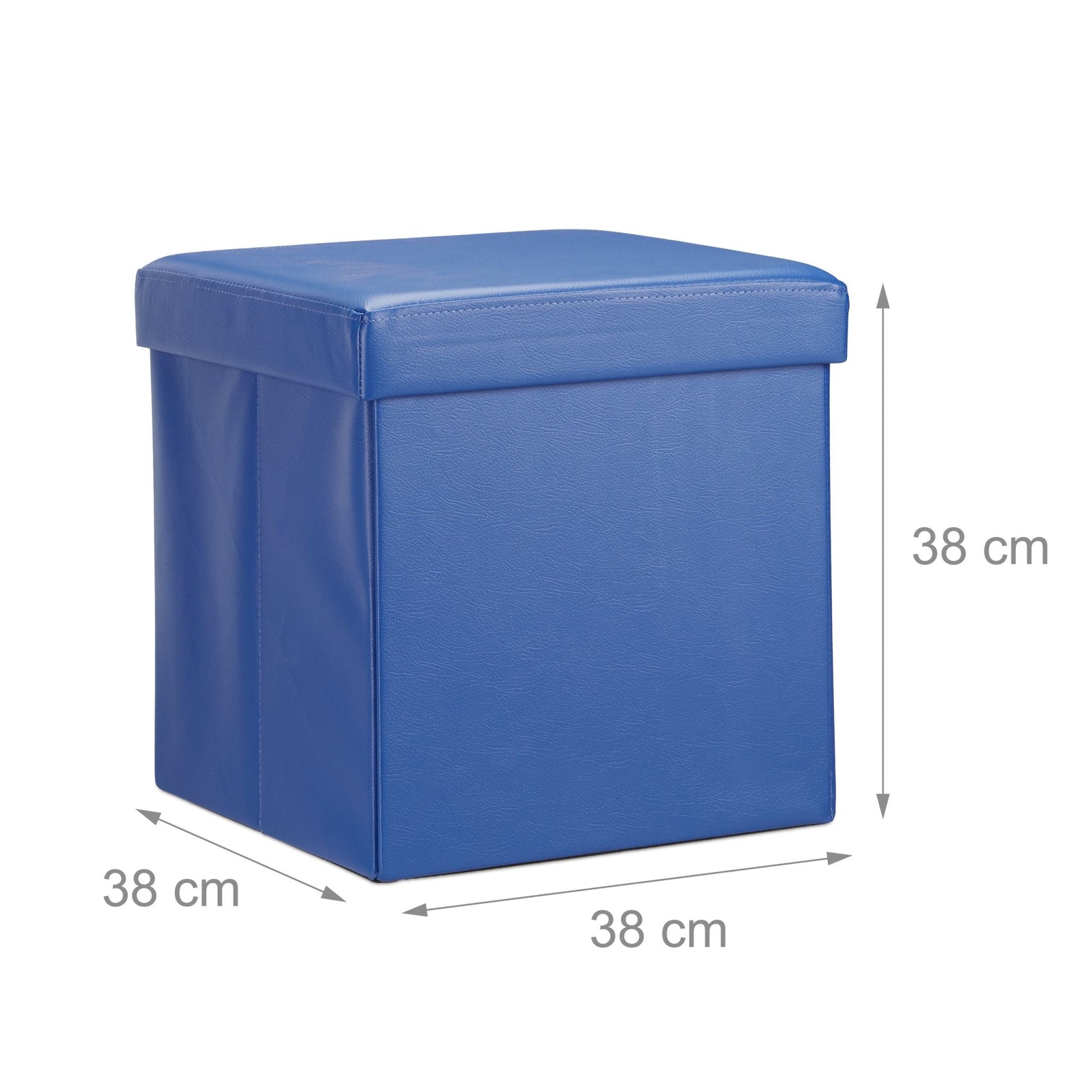 Faltbarer Sitzhocker Kunstleder Blau von Relaxdays