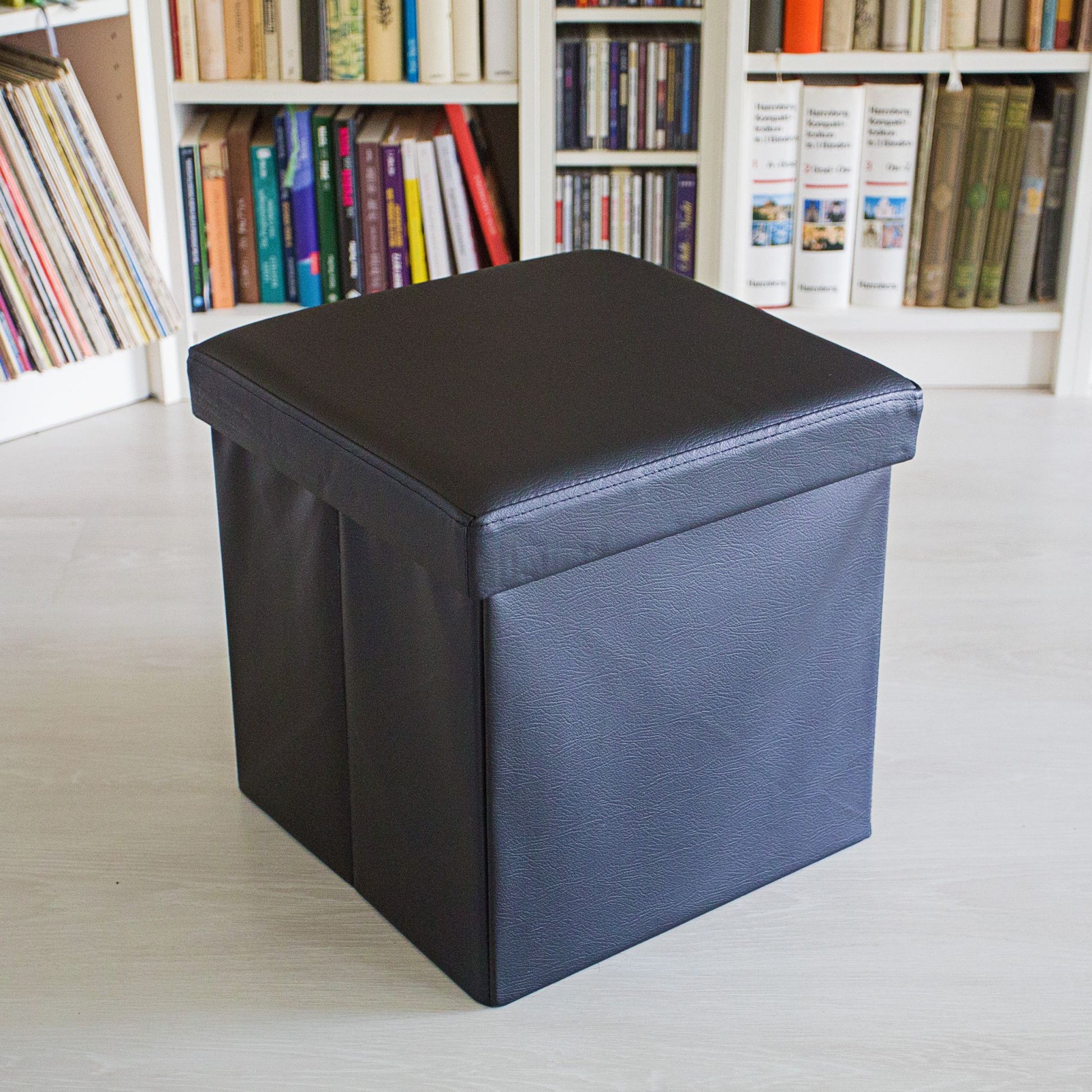 Faltbarer Sitzhocker Kunstleder Schwarz von Relaxdays