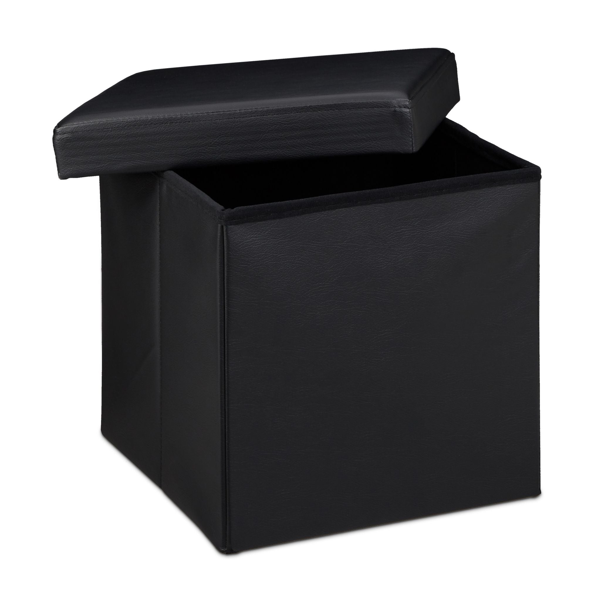Faltbarer Sitzhocker Kunstleder Schwarz von Relaxdays
