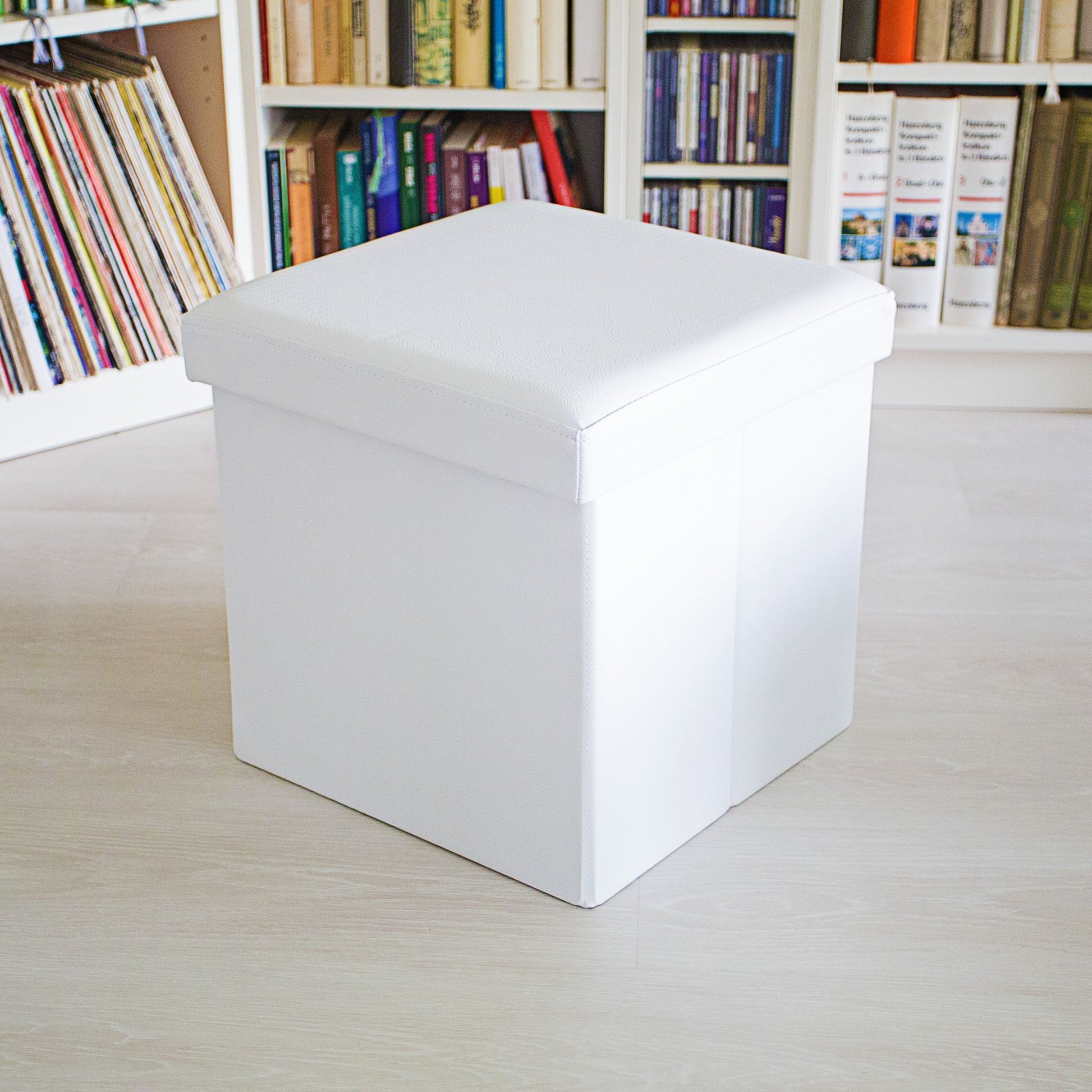 Faltbarer Sitzhocker Kunstleder Weiss von Relaxdays