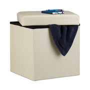 Faltbarer Sitzhocker Kunstleder Creme von Relaxdays