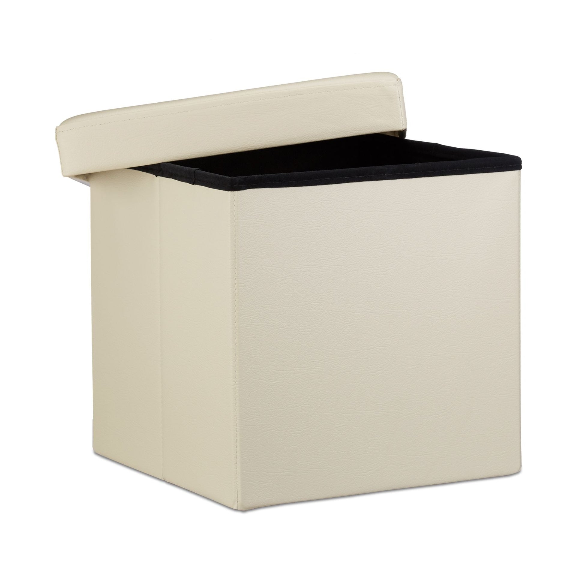 Faltbarer Sitzhocker Kunstleder Creme von Relaxdays