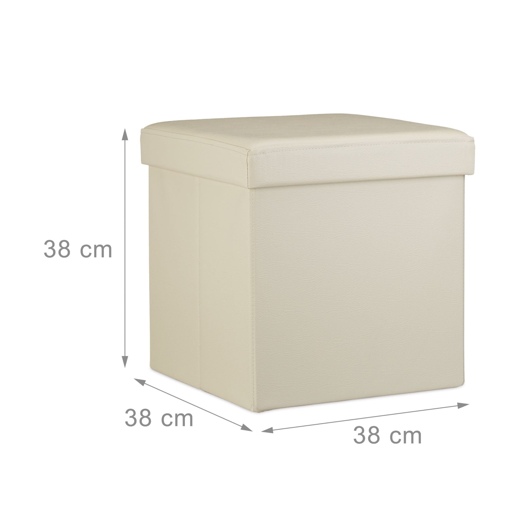 Faltbarer Sitzhocker Kunstleder Creme von Relaxdays
