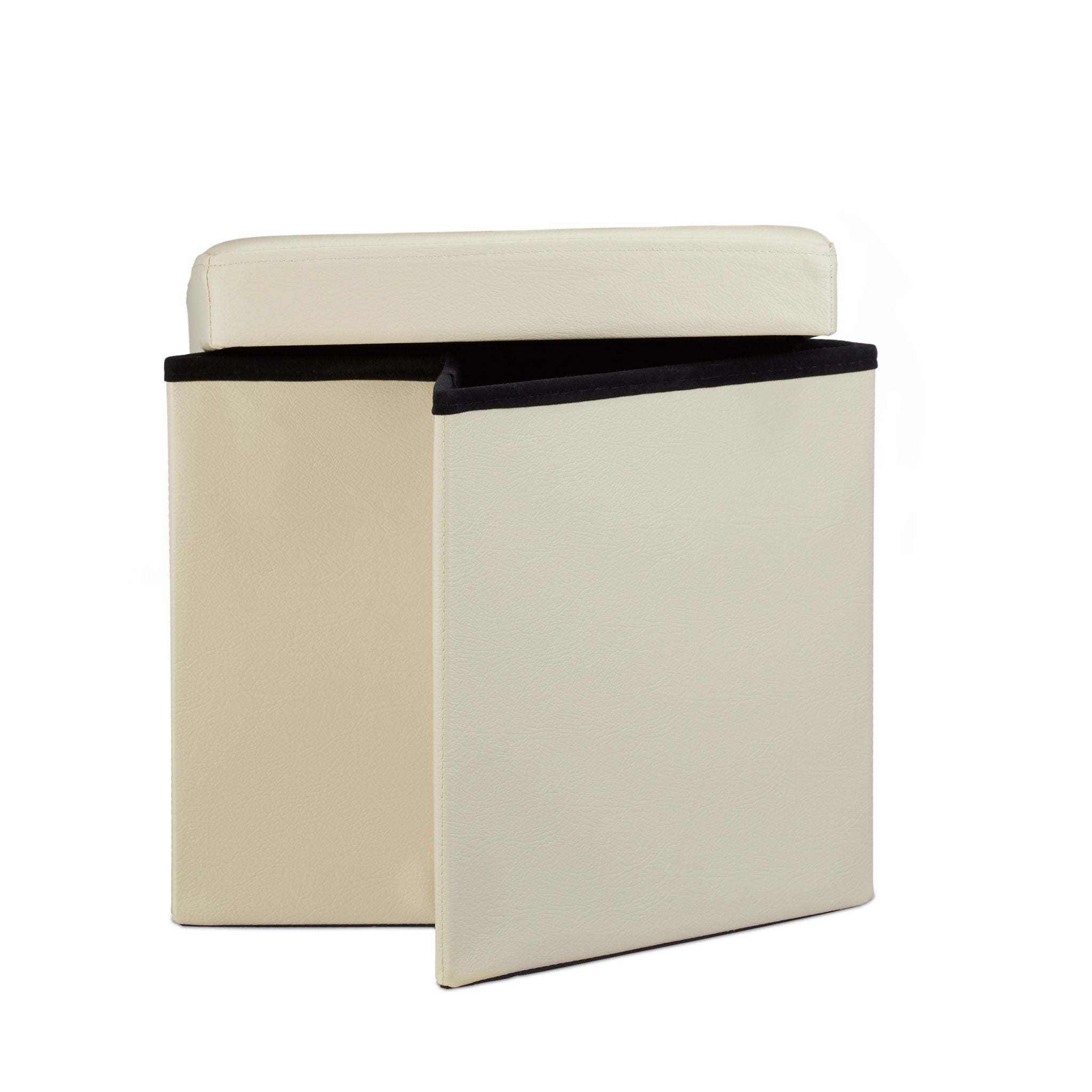 Faltbarer Sitzhocker Kunstleder Creme von Relaxdays
