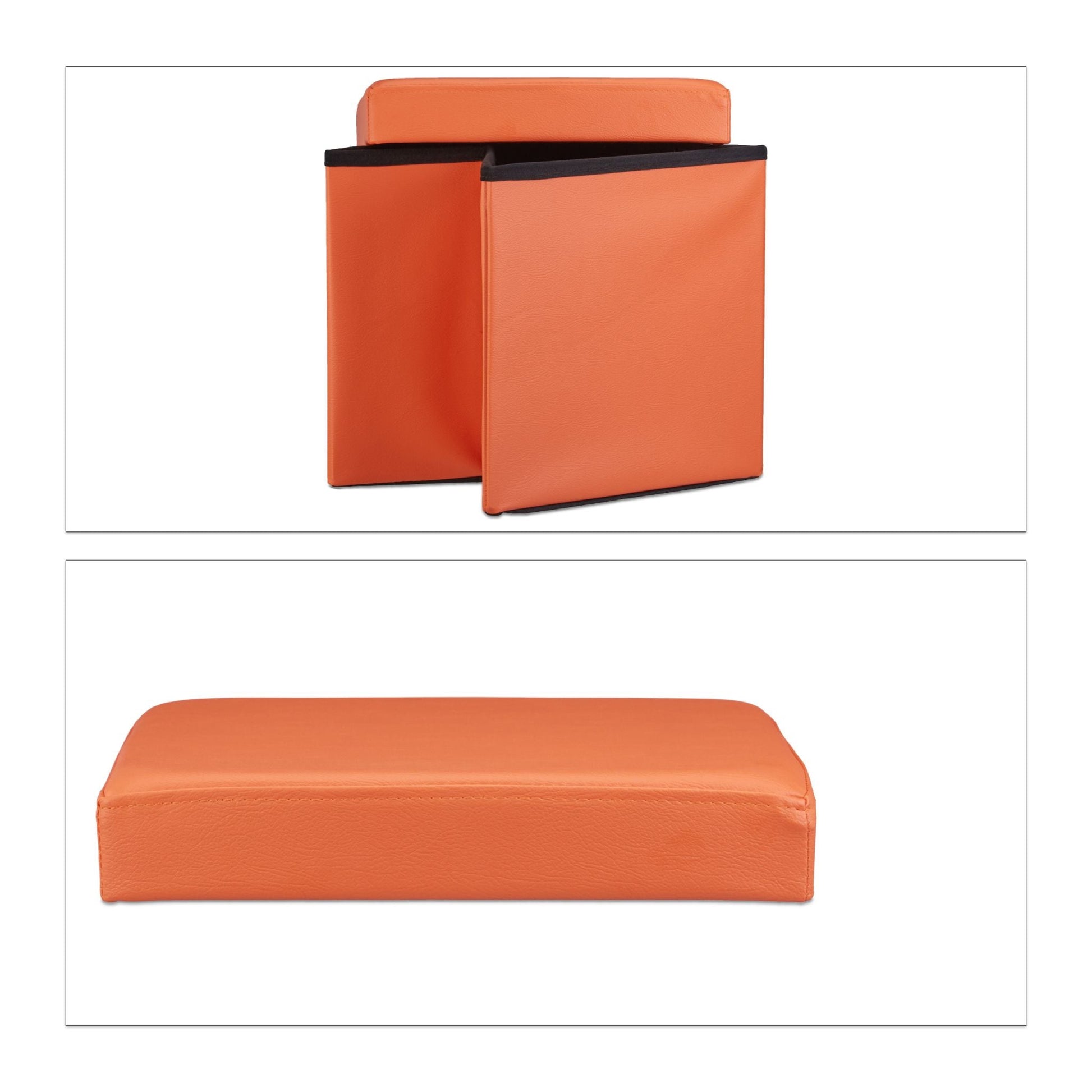Faltbarer Sitzhocker Kunstleder Orange von Relaxdays
