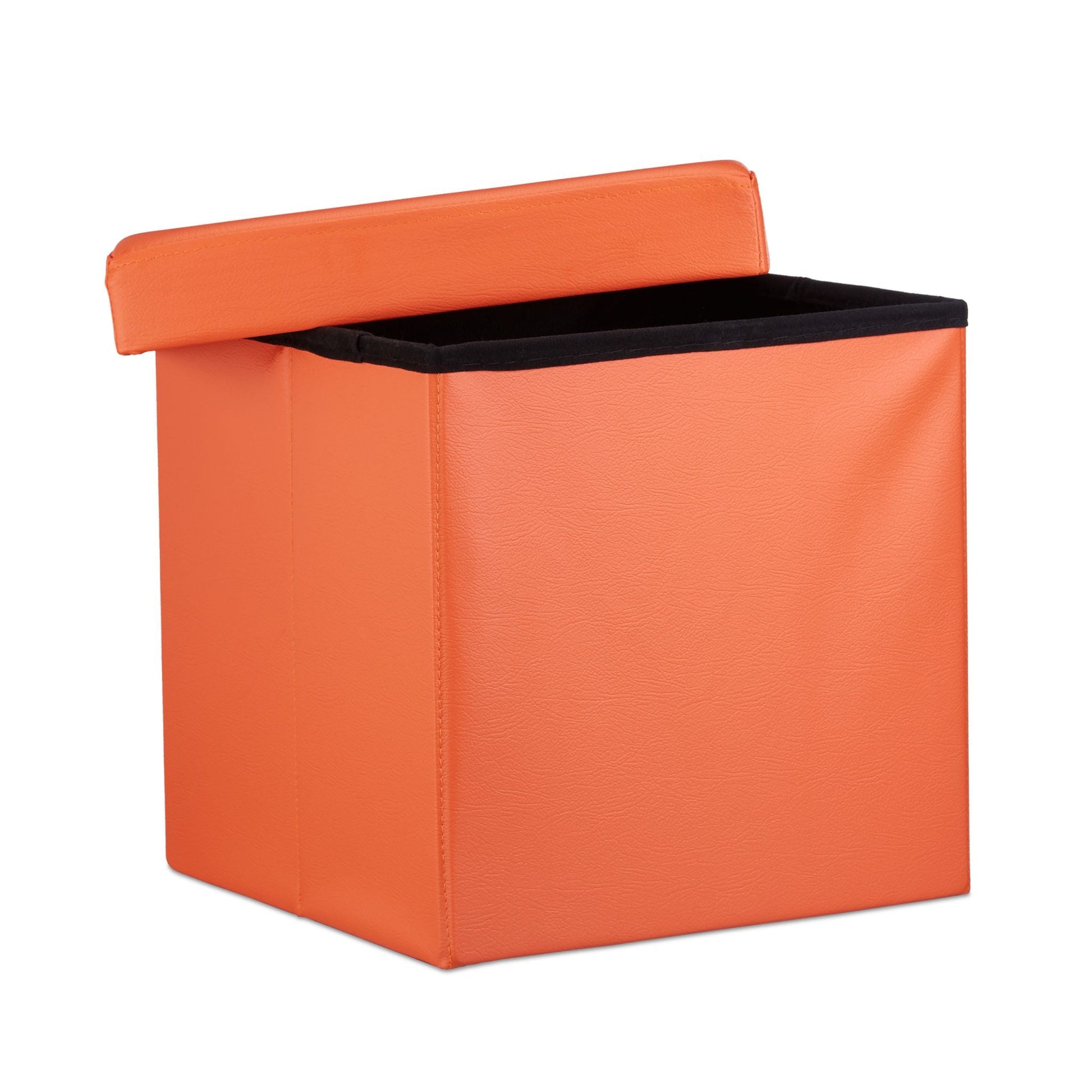Faltbarer Sitzhocker Kunstleder Orange von Relaxdays