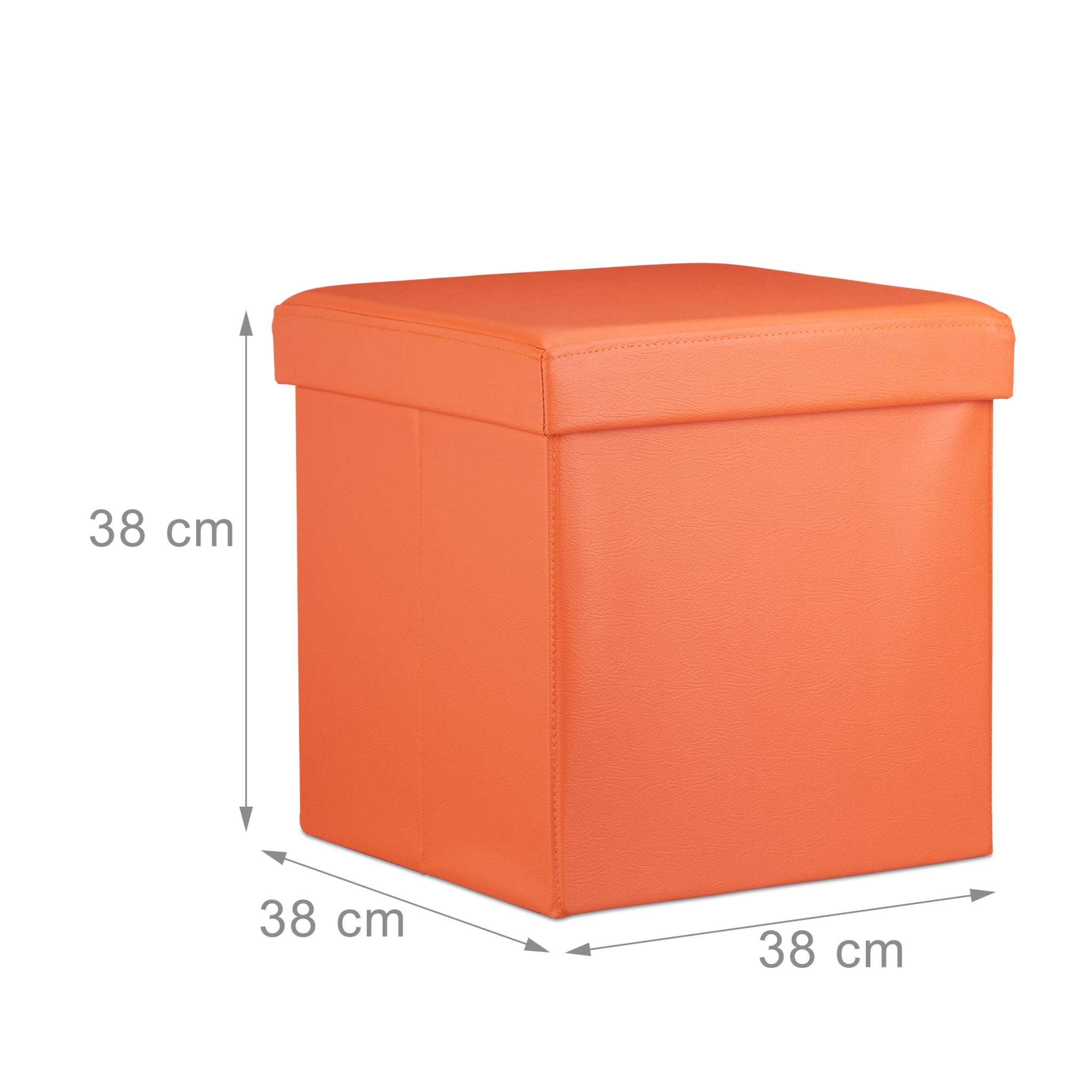 Faltbarer Sitzhocker Kunstleder Orange von Relaxdays
