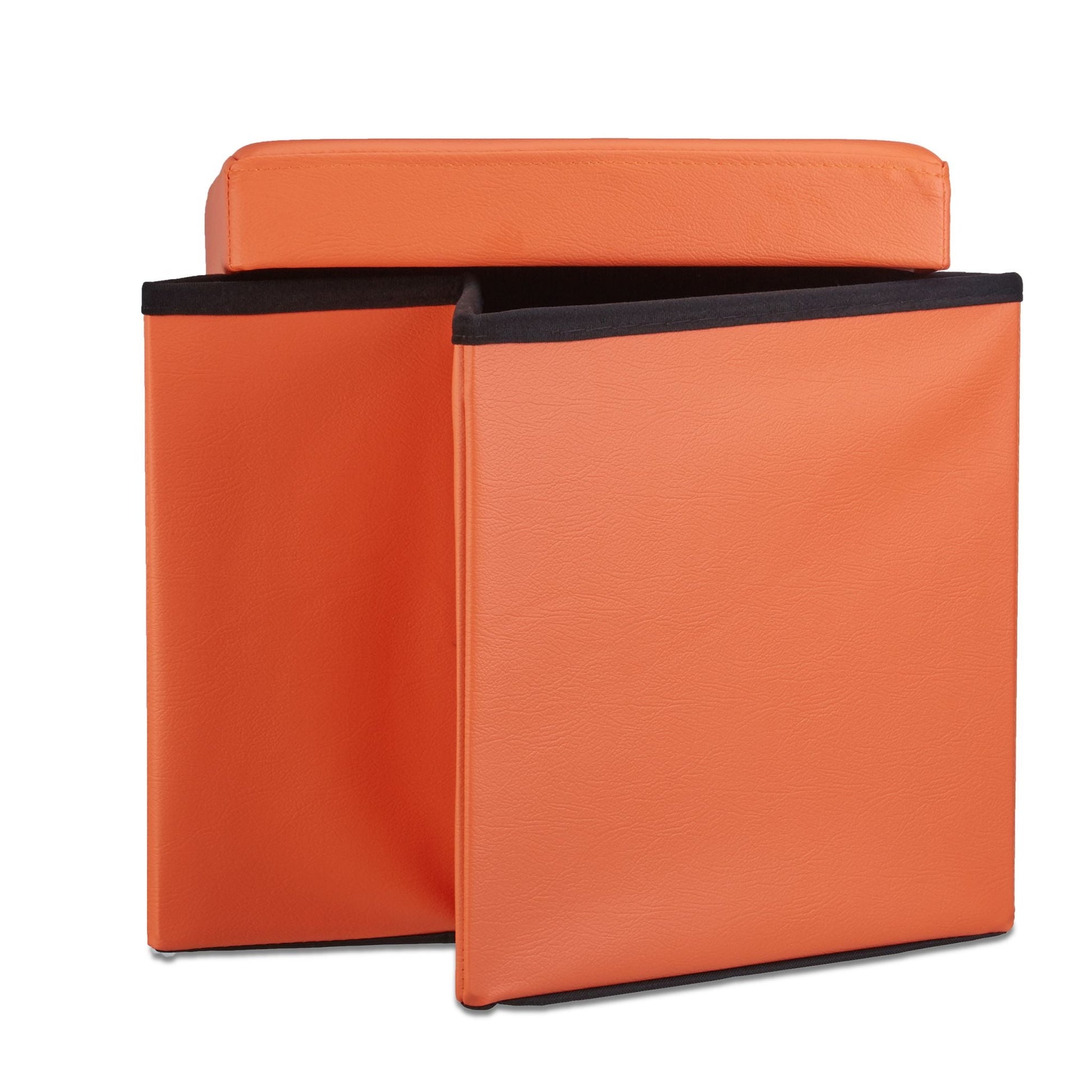 Faltbarer Sitzhocker Kunstleder Orange von Relaxdays