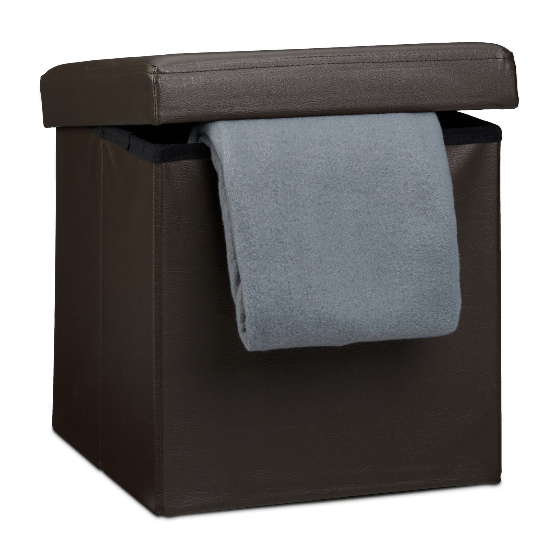 Faltbarer Sitzhocker Kunstleder Braun von Relaxdays