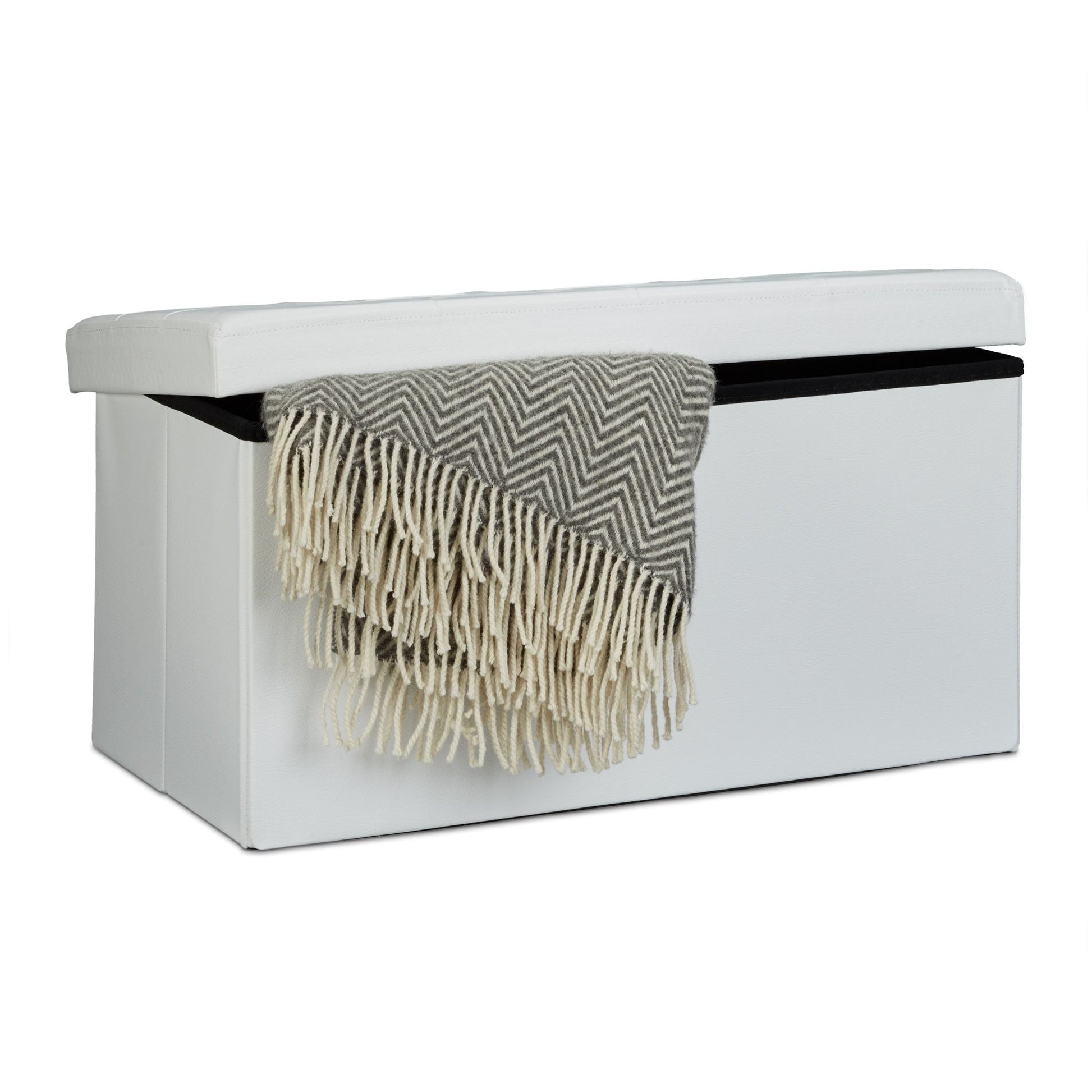 Sitzbank mit Stauraum Kunstleder Weiss von Relaxdays