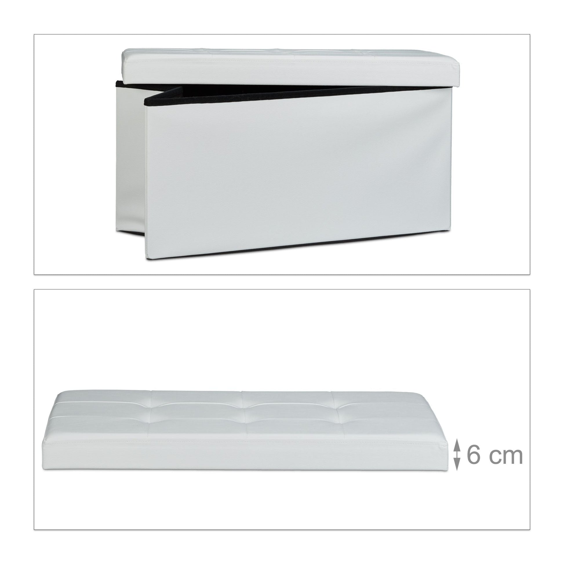 Sitzbank mit Stauraum Kunstleder Weiss von Relaxdays