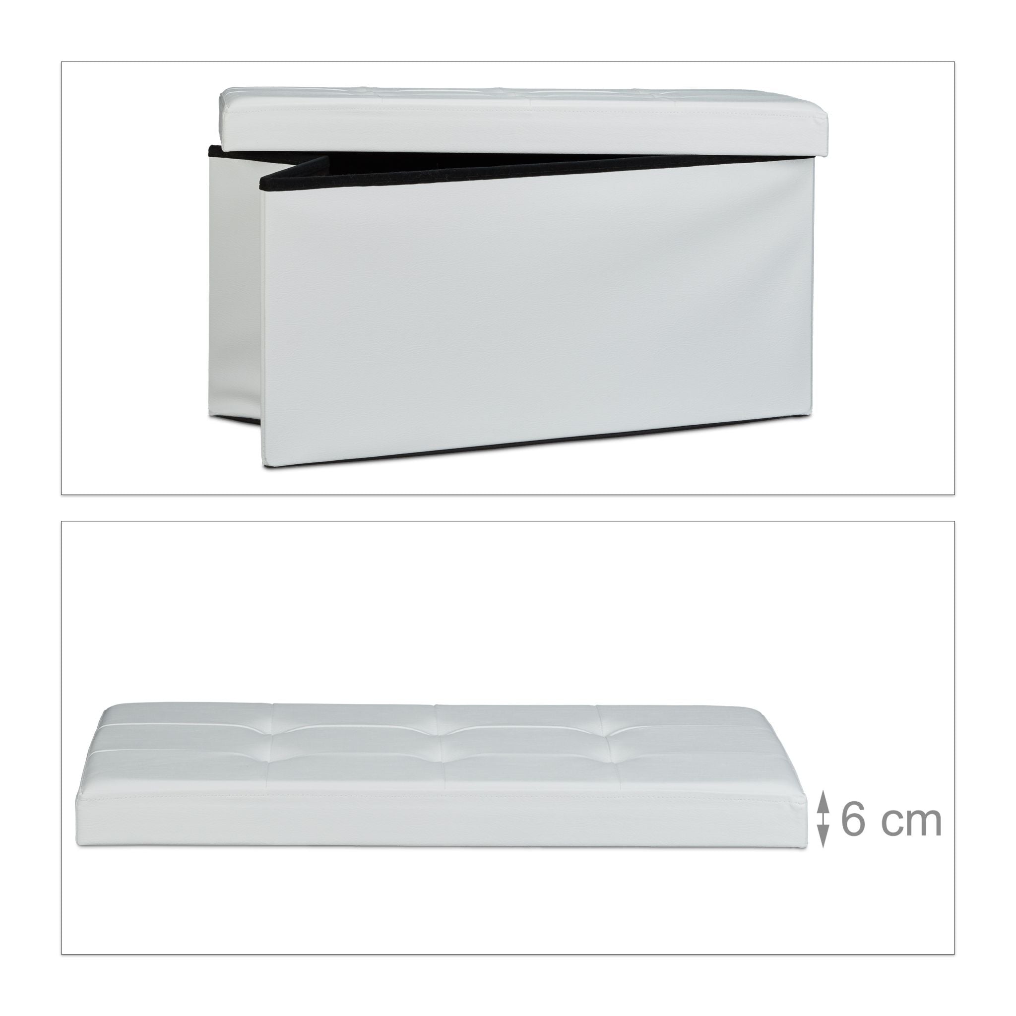 Sitzbank mit Stauraum Kunstleder Weiss von Relaxdays