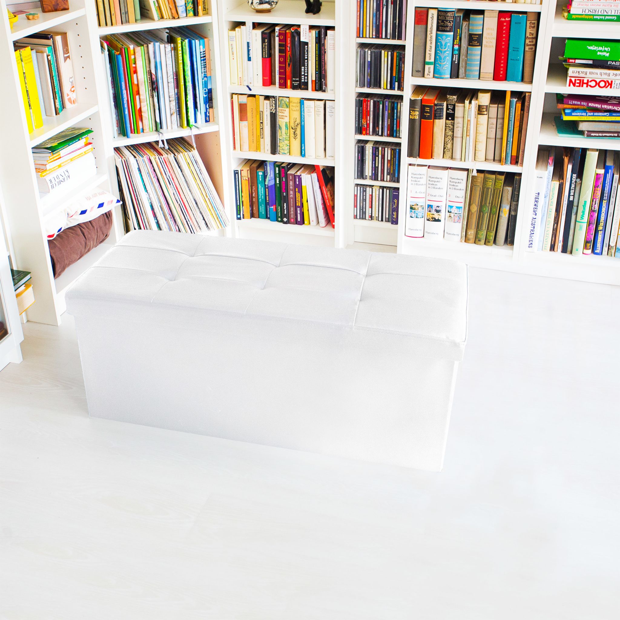 Sitzbank mit Stauraum Kunstleder Weiss von Relaxdays