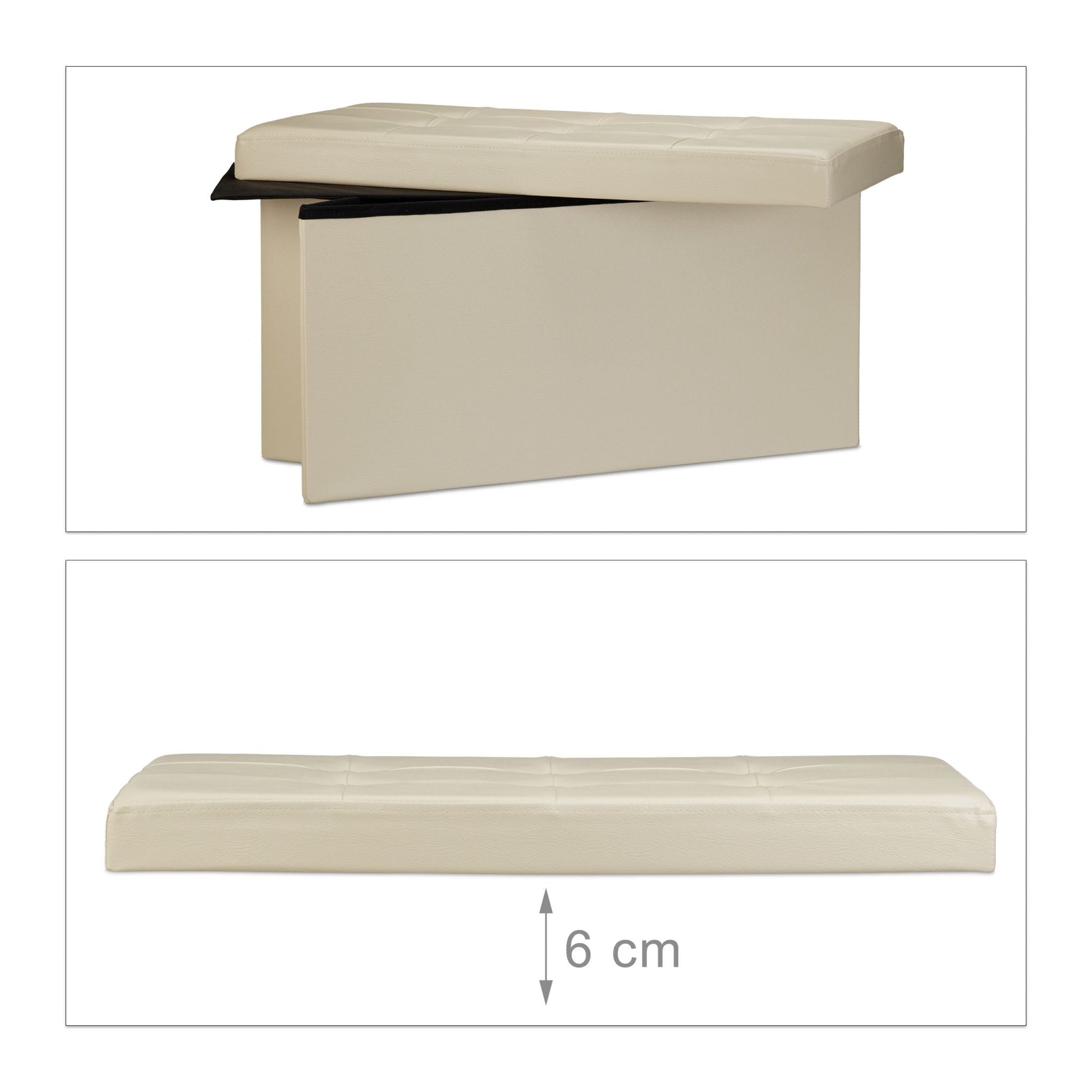 Sitzbank mit Stauraum Kunstleder Creme von Relaxdays