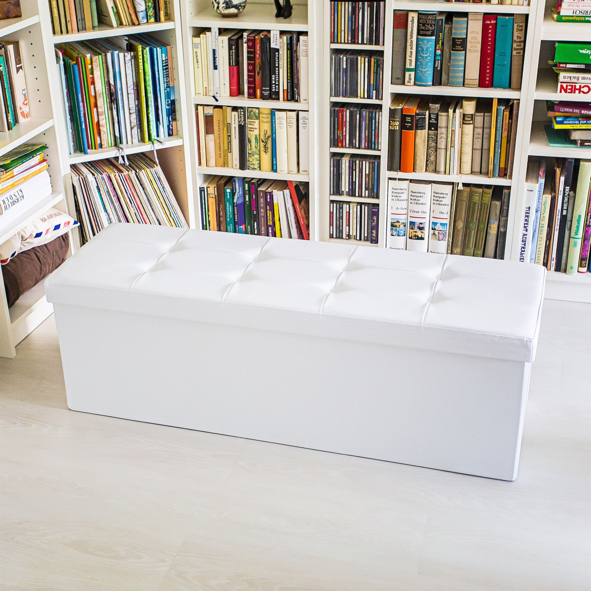 Faltbare Sitzbank Kunstleder Weiss von Relaxdays